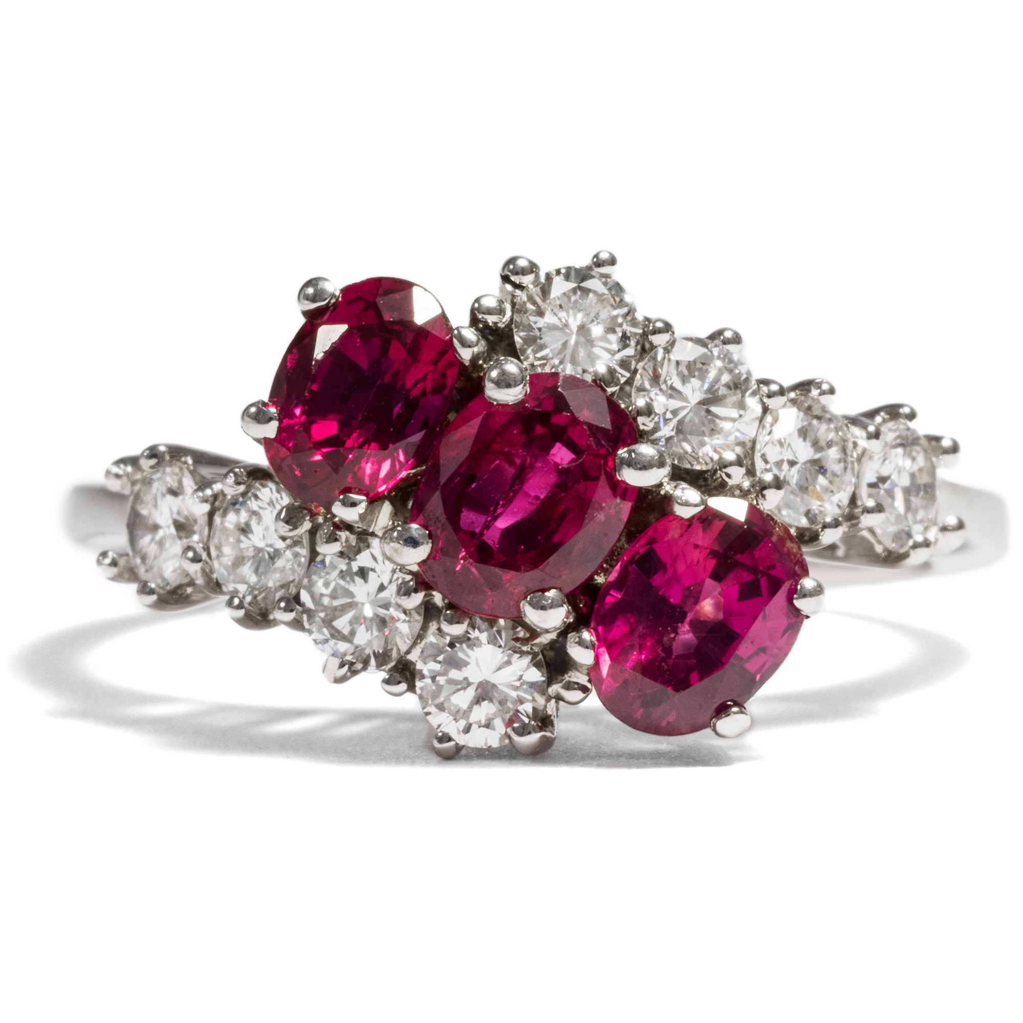 Fine Vintage Ruby & Diamond Ring in White Gold, ca. 1970