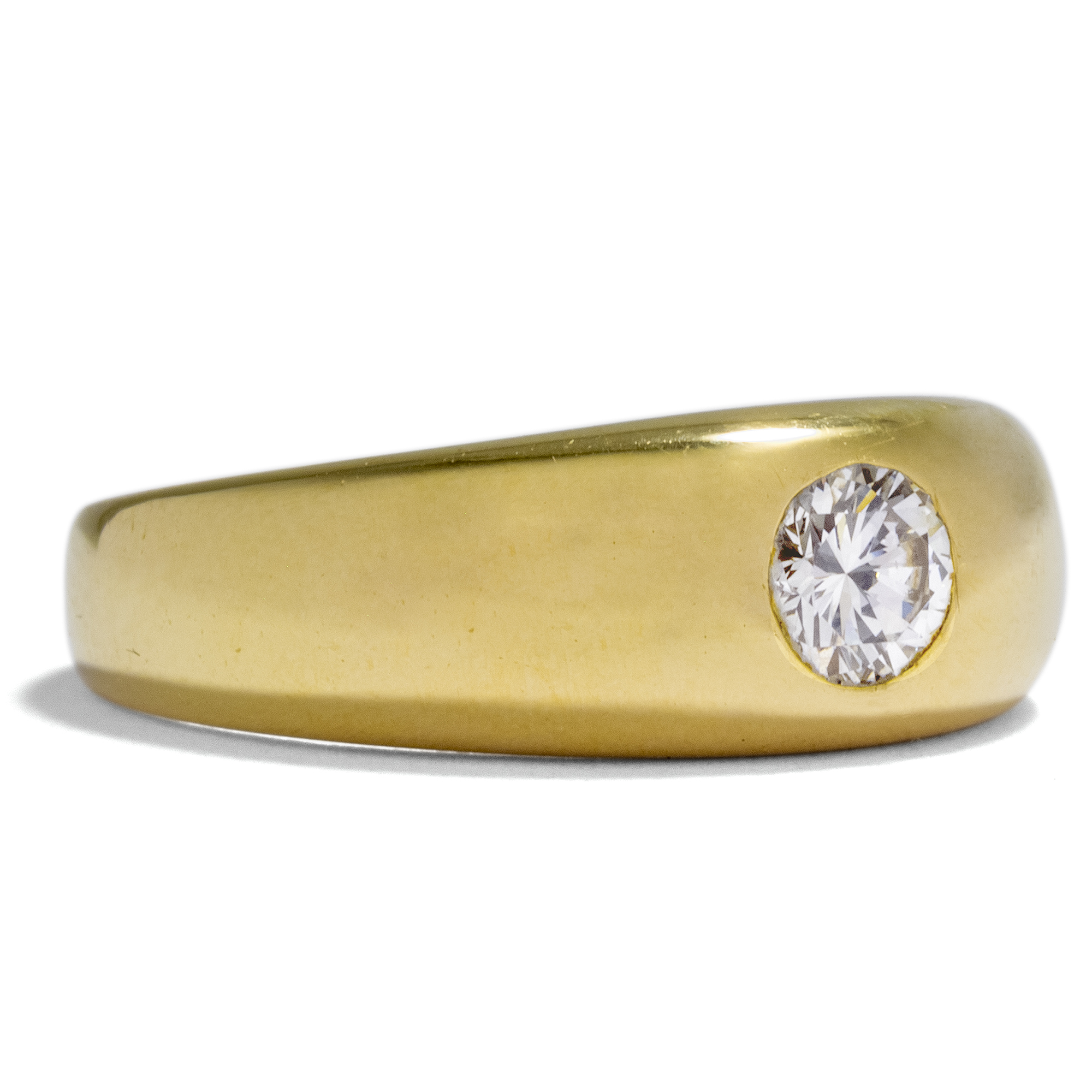 Vintage Band Ring with Quarter Carat Diamond Solitaire in Gold, around 1985