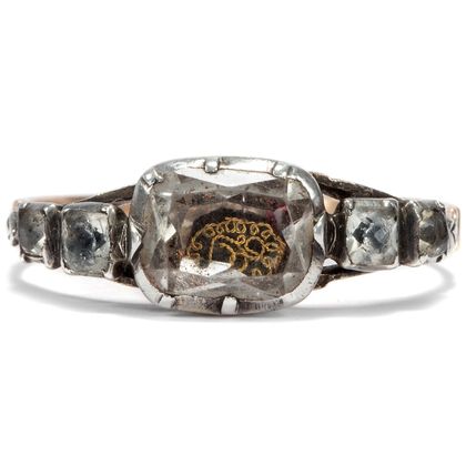 Antiker Stuart Crystal-Ring aus England in Gold und Silber, frühes 18. Jahrhundert Antiker Stuart Crystal-Ring aus England in Gold und Silber, frühes 18. Jahrhundert