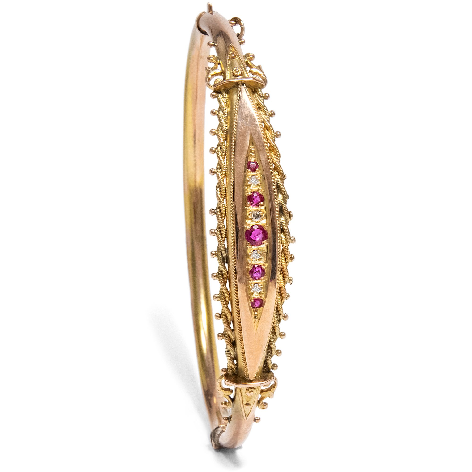 Antique Gold Bangle with Rubies & Diamonds, Great Britain ca. 1900