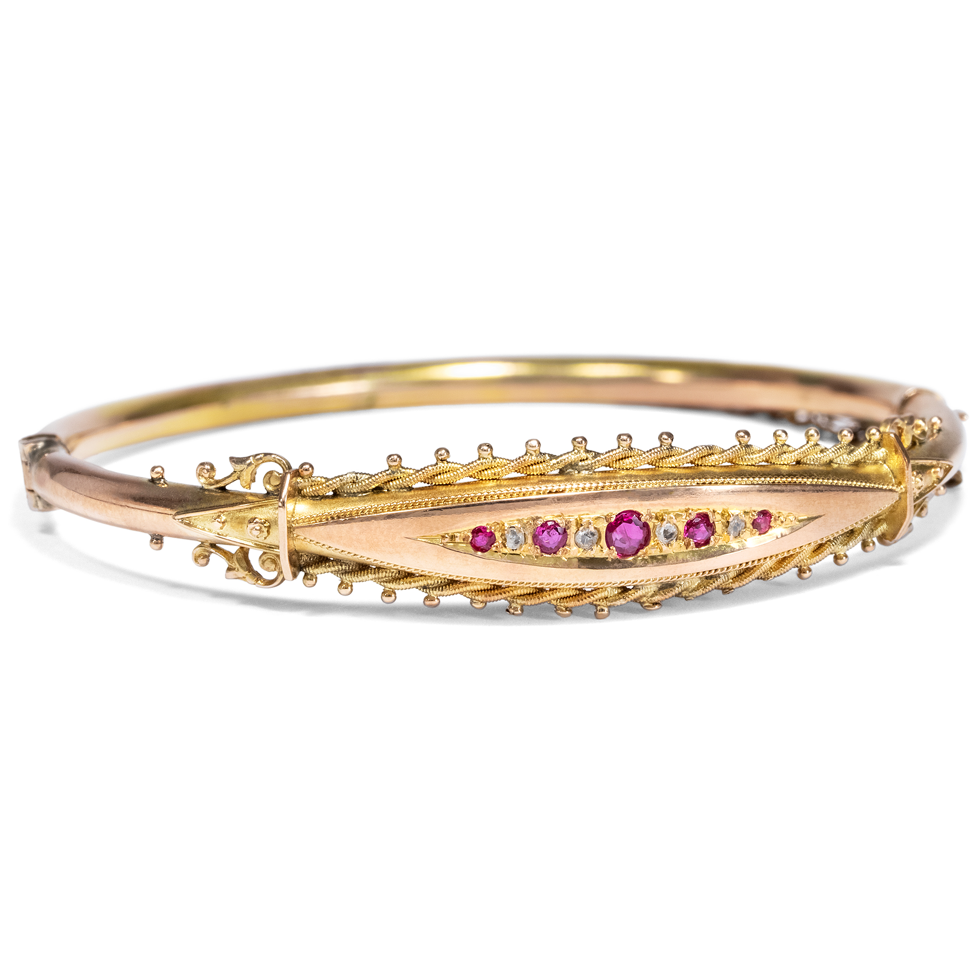 Antique Gold Bangle with Rubies & Diamonds, Great Britain ca. 1900