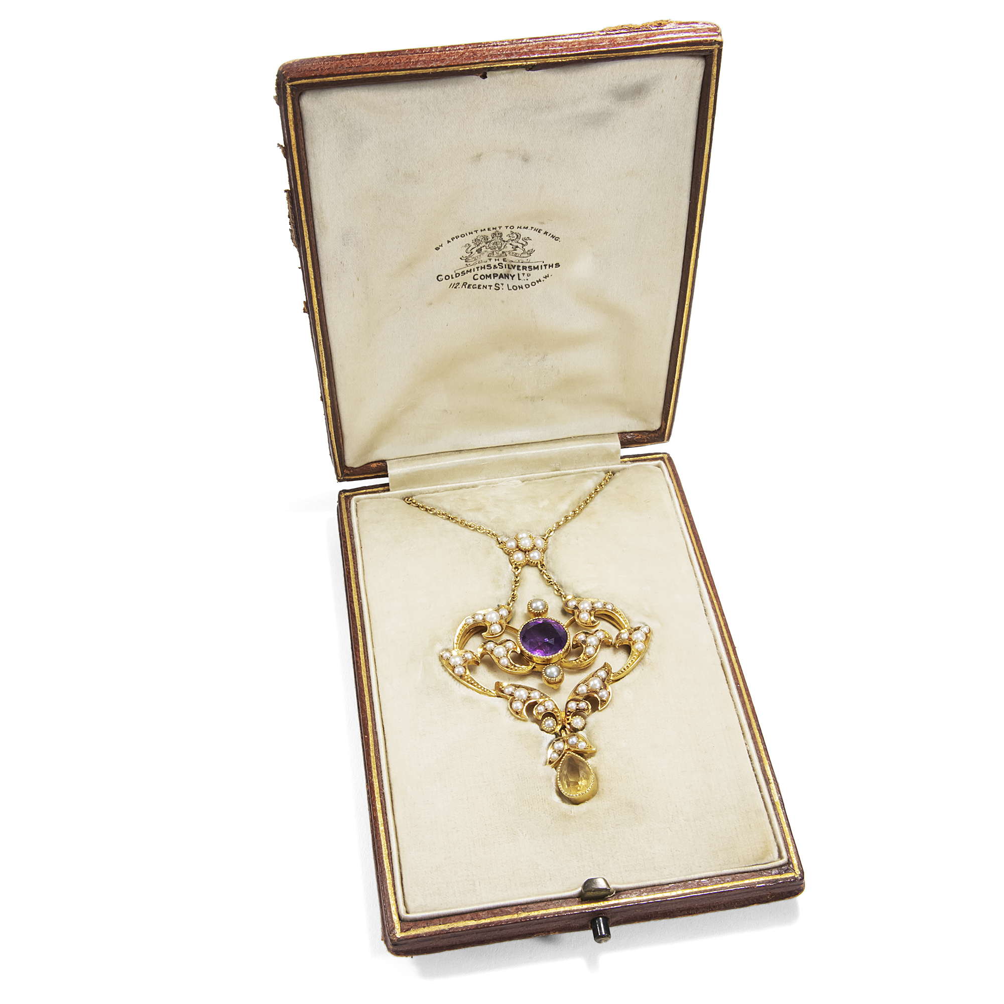 Antique Amethyst, Citrine and Pearl Necklace, British, c. 1905
