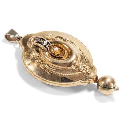 Biedermeierliches Medaillon aus Schaumgold als Anhänger & Brosche, um 1845 Biedermeierliches Medaillon aus Schaumgold als Anhänger & Brosche, um 1845