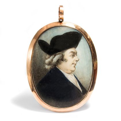 Großer Medaillon-Anhänger mit Miniaturporträt und Haarlocke, England um 1780 Großer Medaillon-Anhänger mit Miniaturporträt und Haarlocke, England um 1780