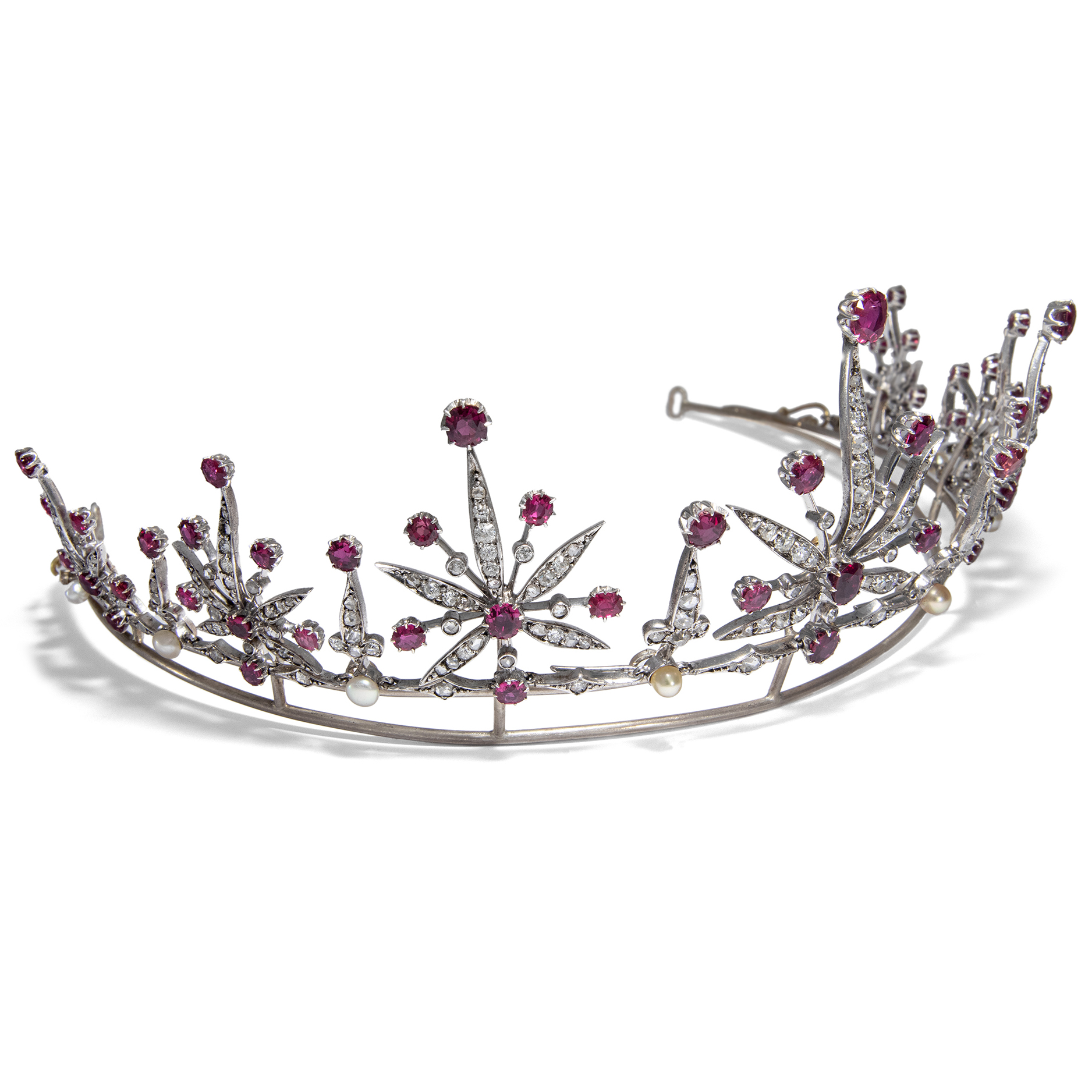 With Forever Splendid & 1890 Diamonds, • Hofer • Tiara Antikschmuck Victorian Circa Necklace Rubies Autumn &