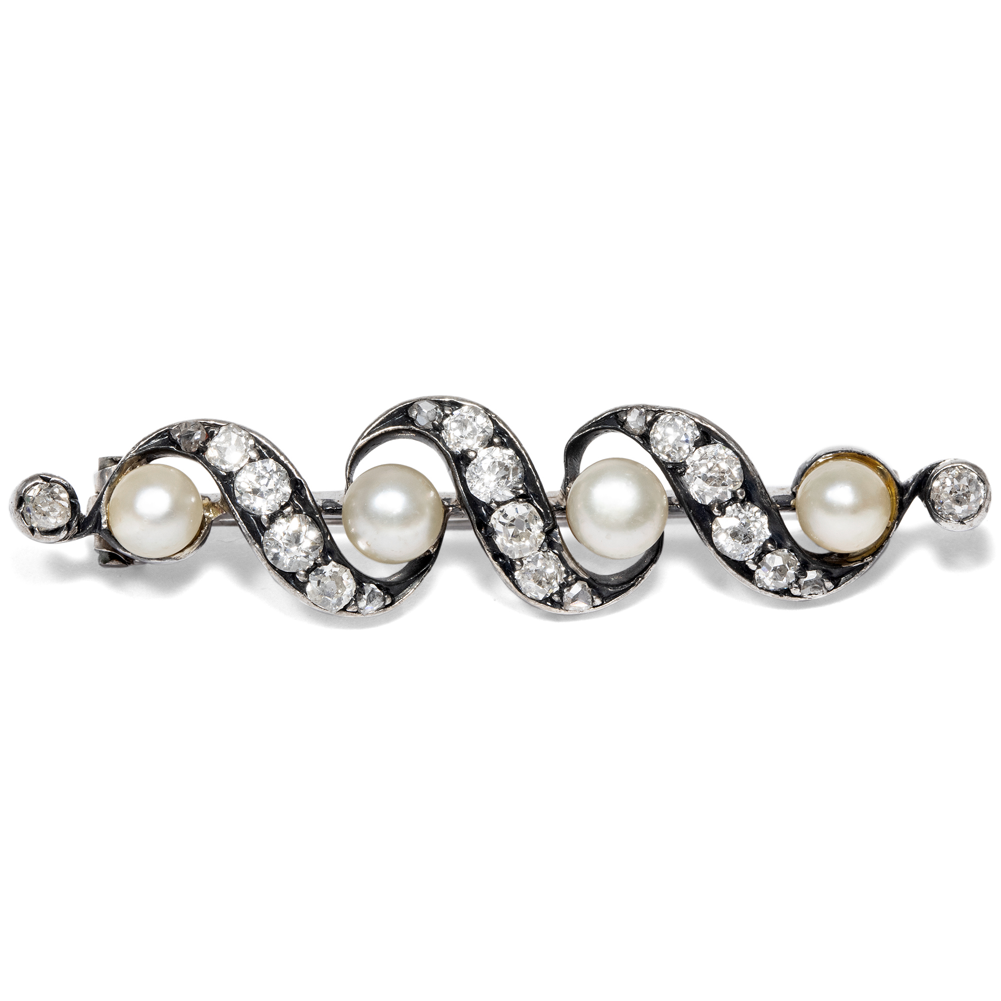 Antique Bar Brooch With Pearls & Diamonds, England Around 1895