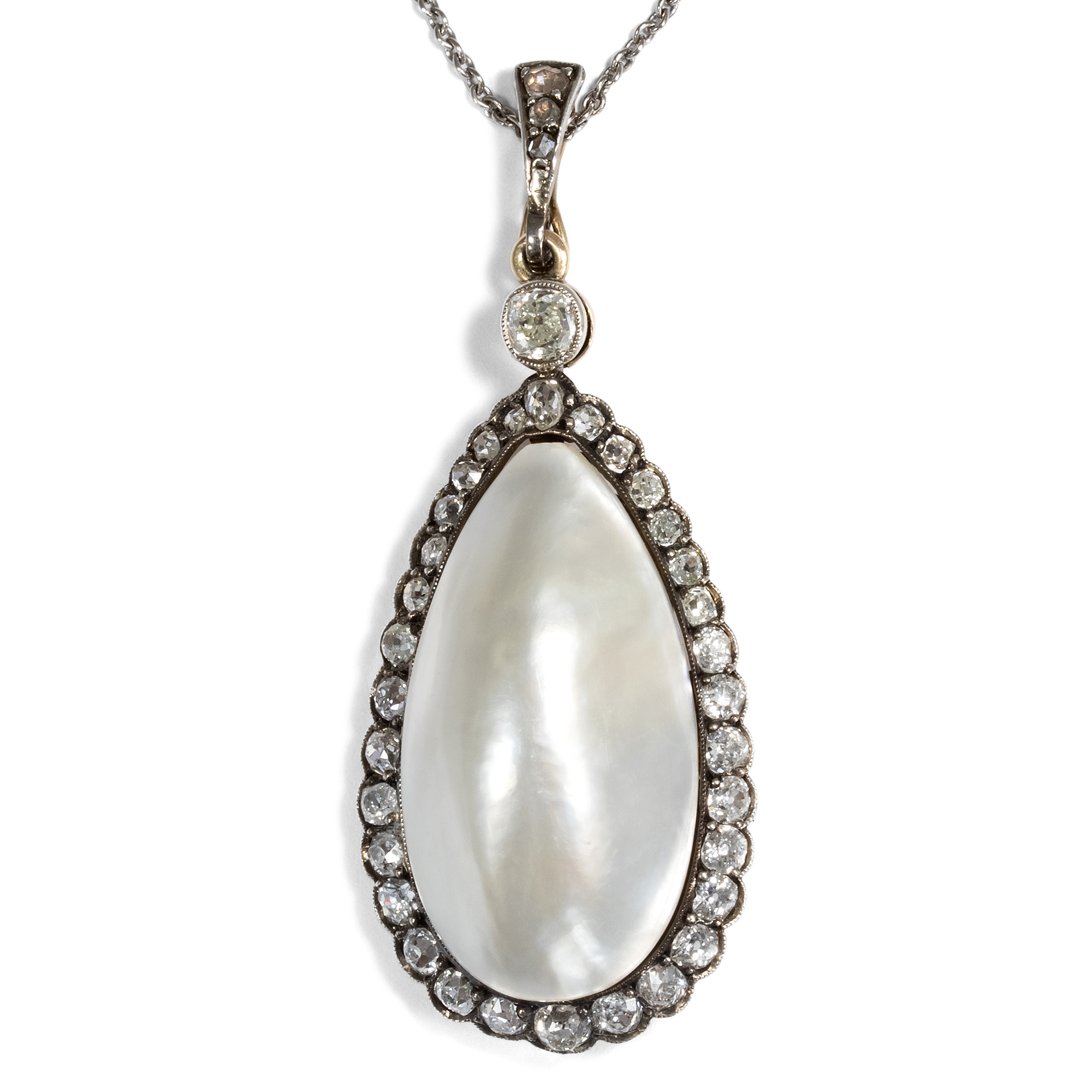 Antique Pendant With Blister Pearl & Old European Cut Diamonds, Around 1900