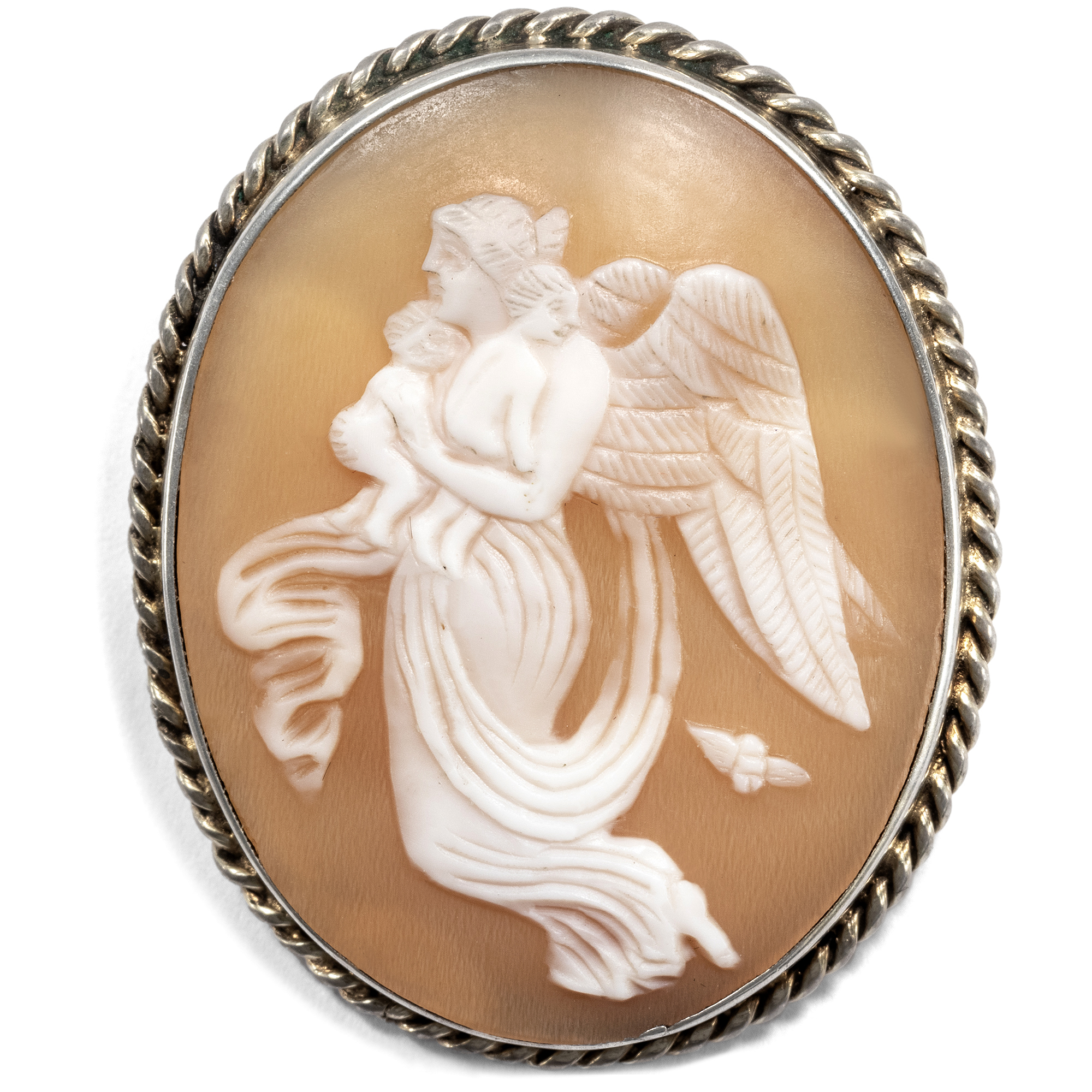 Antique Shell Cameo After Thorvaldsen as Brooch, Around 1920