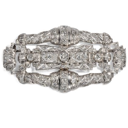 Fantastische Art Déco-Brosche mit 7,18 ct Diamanten in Platin, um 1930 Fantastische Art Déco-Brosche mit 7,18 ct Diamanten in Platin, um 1930