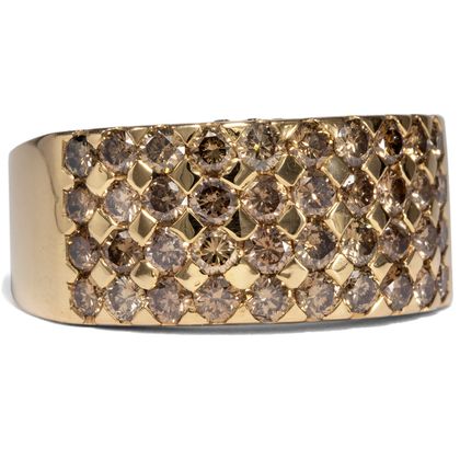 Kostbarer Roségold-Ring mit braunen Diamanten, Italien um 2000 Kostbarer Roségold-Ring mit braunen Diamanten, Italien um 2000