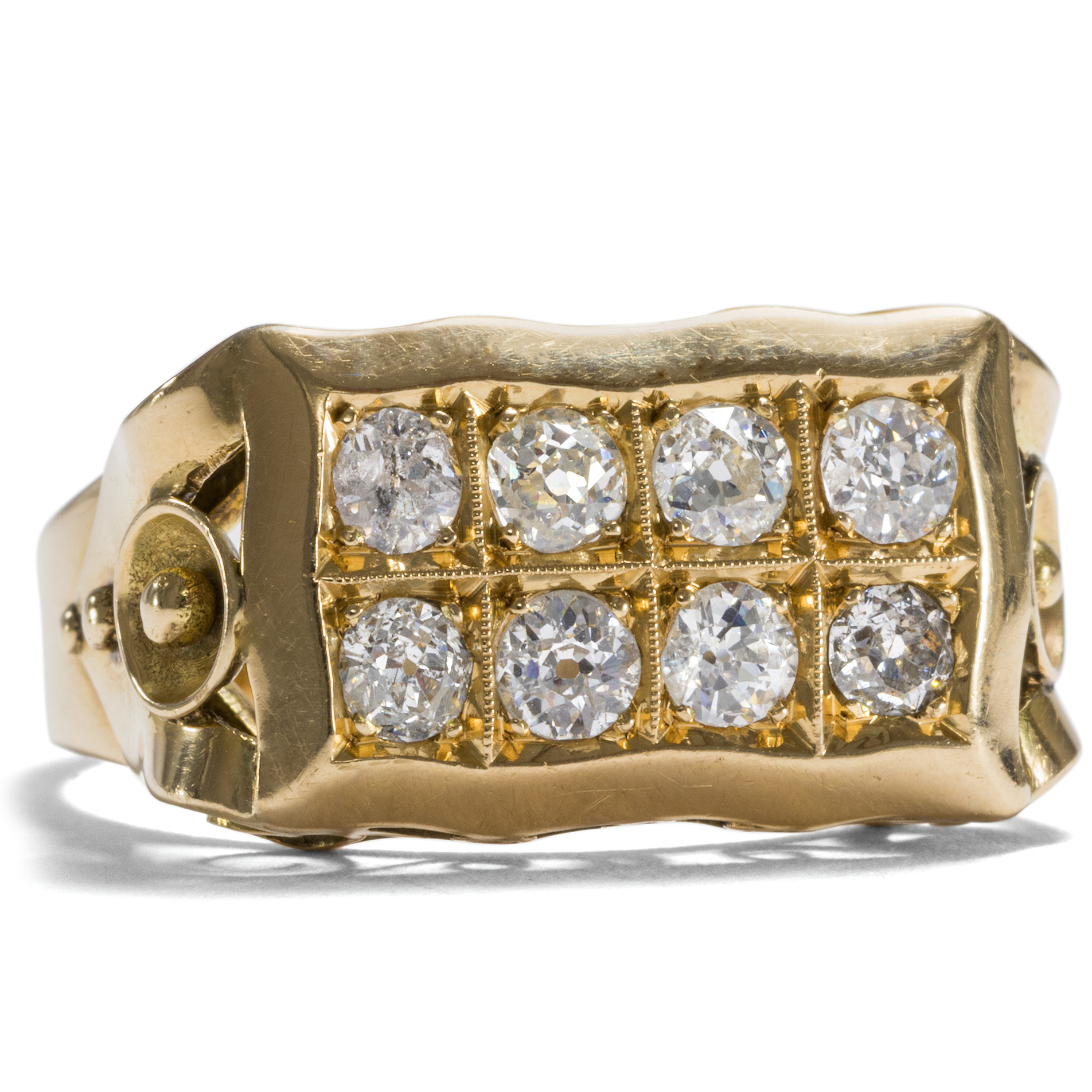 Eleganter Retro-Ring mit Diamanten in Gold, um 1940