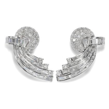 Glamouröse Ohrstecker mit 13,99 ct Diamanten in Platin, 1950er Jahre Glamouröse Ohrstecker mit 13,99 ct Diamanten in Platin, 1950er Jahre