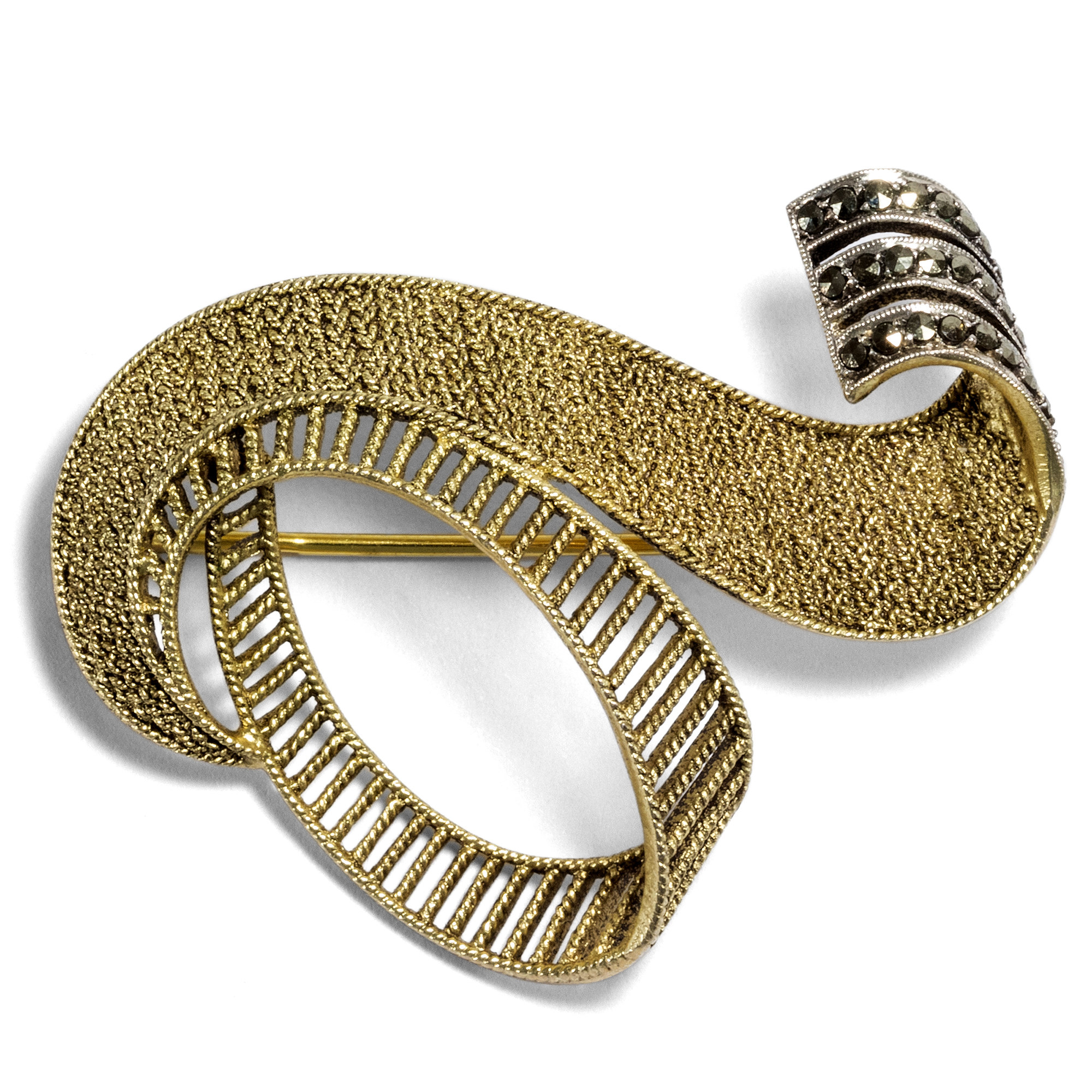 Swinging brooch by Theodor Fahrner with marcasites, Pforzheim ca. 1955