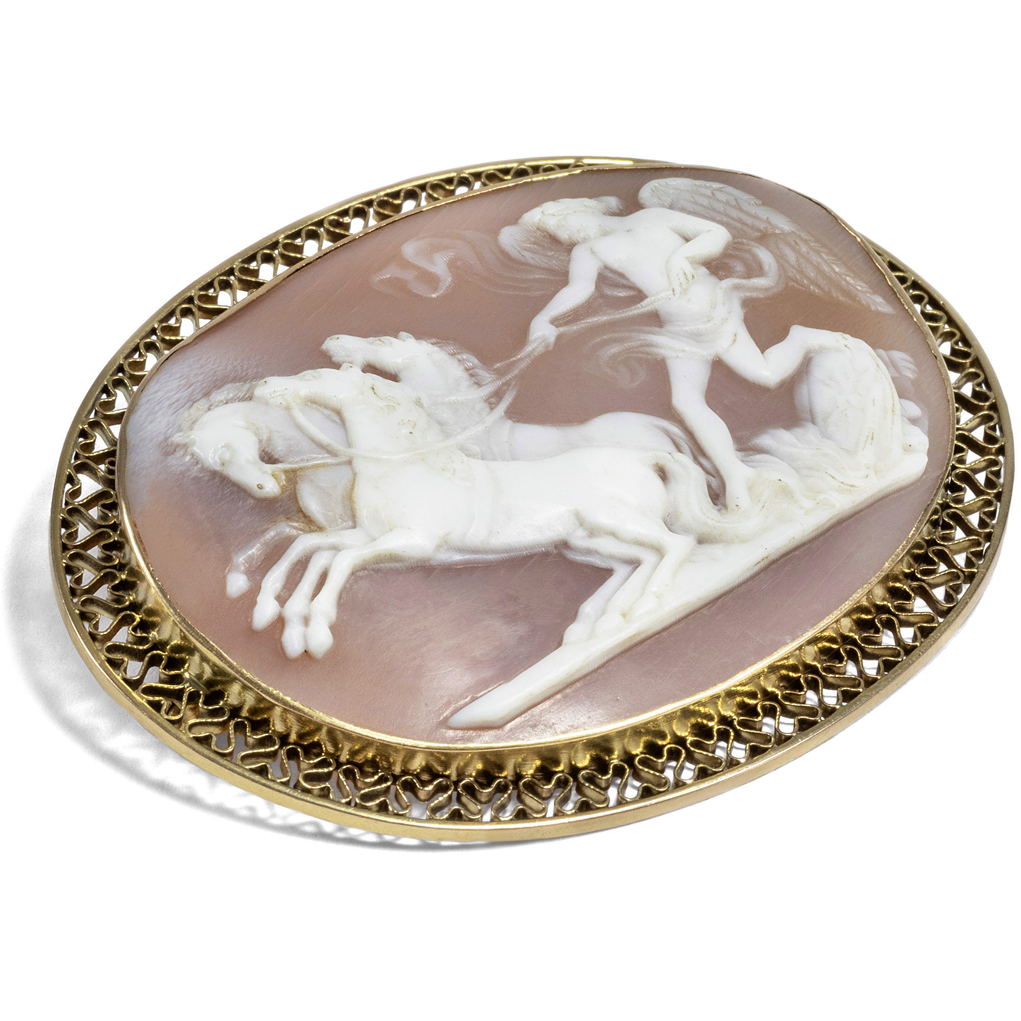 Shell Cameo After a Painting by Gagneraux in Gold, Around 1910