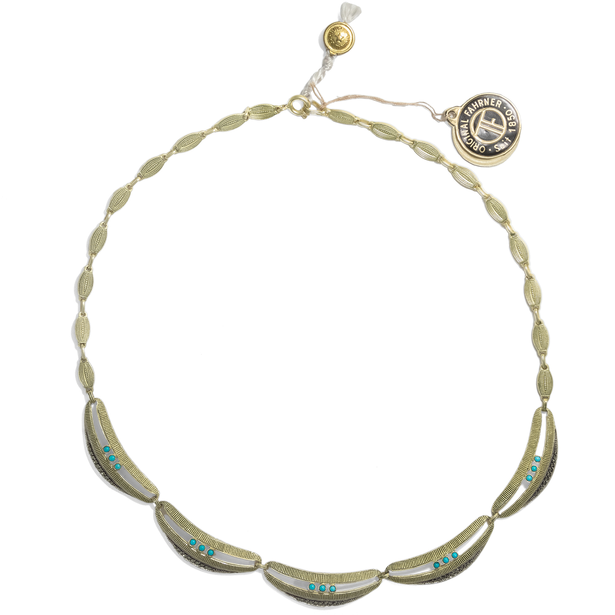 Stylish Necklace With Turquoises & Marcasites by Theodor Fahrner, Around 1955