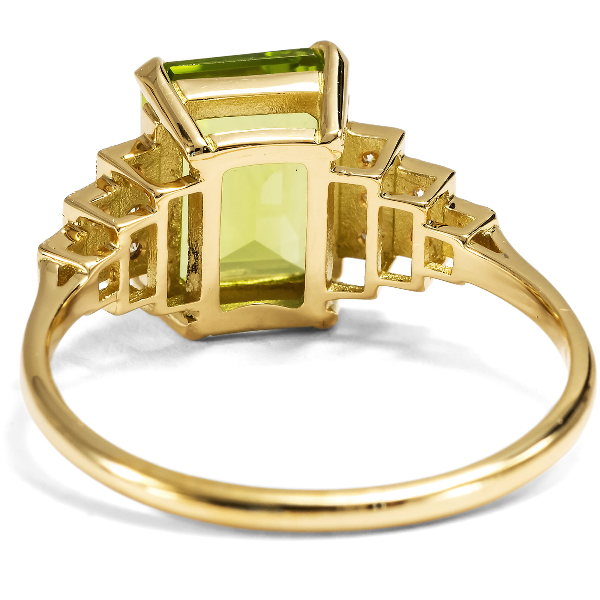 Unworn Ring With Peridot & Diamonds In Gold, From Our Workshop Unworn Ring With Peridot & Diamonds In Gold, From Our Workshop
