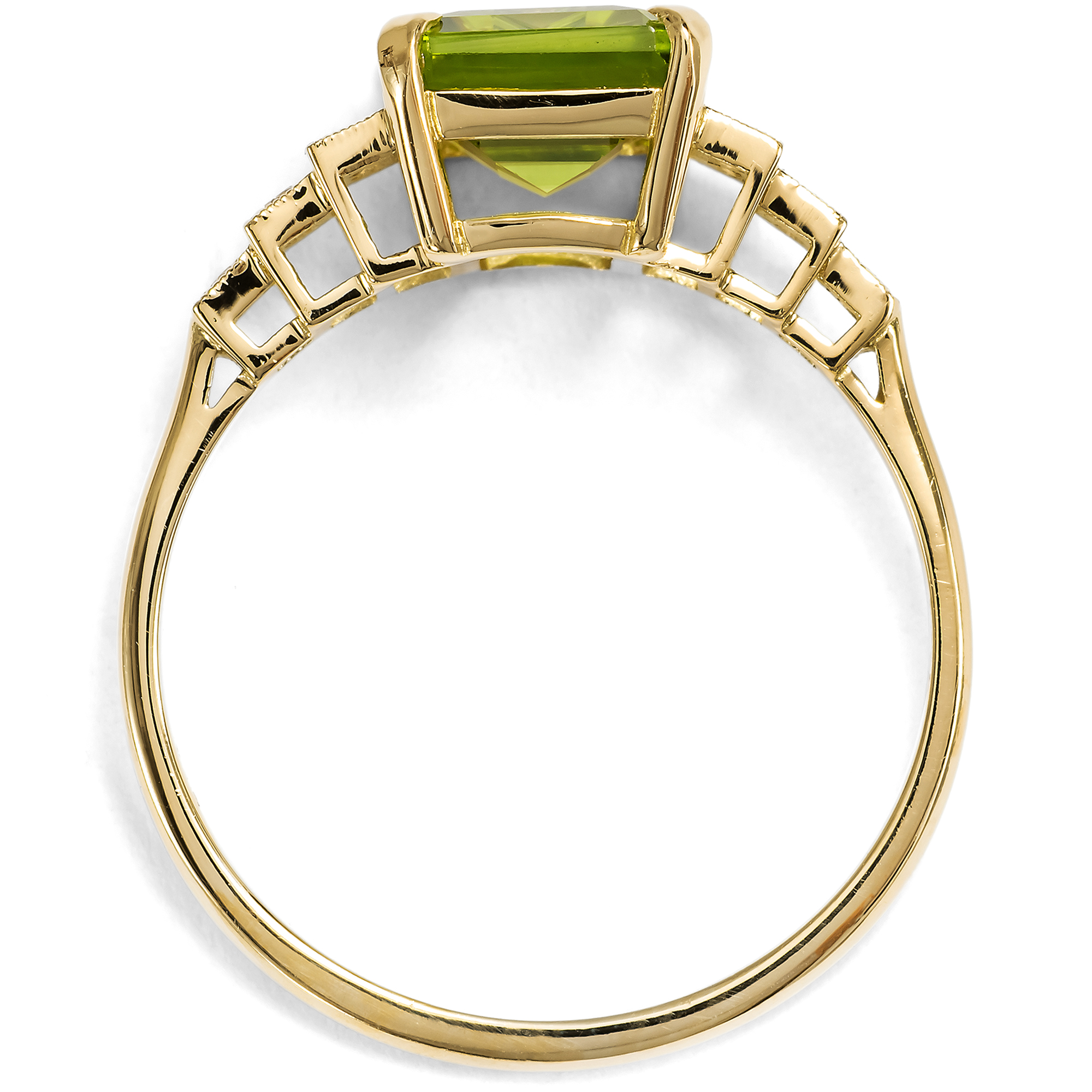 Unworn Ring With Peridot & Diamonds In Gold, From Our Workshop Unworn Ring With Peridot & Diamonds In Gold, From Our Workshop
