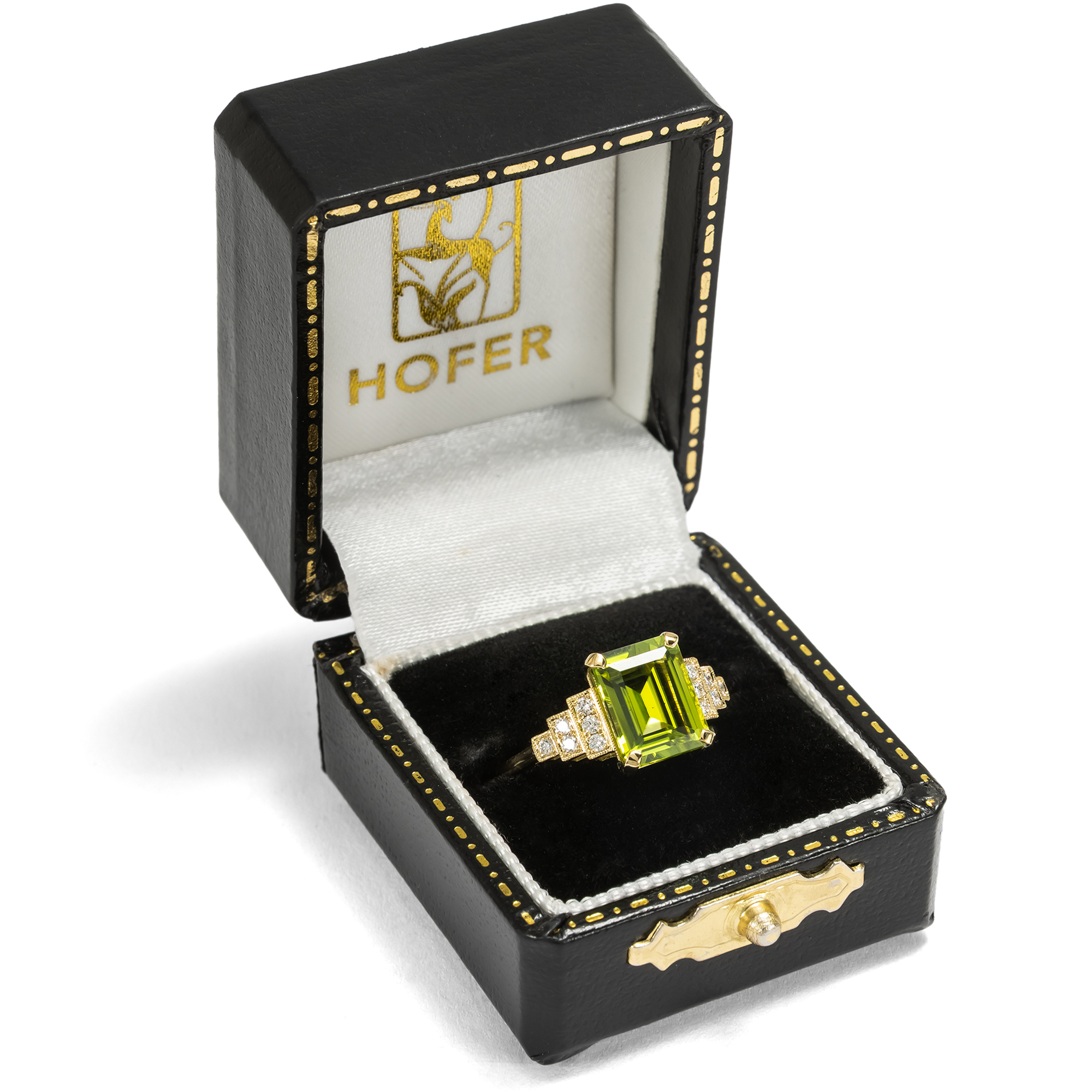 Unworn Ring With Peridot & Diamonds In Gold, From Our Workshop Unworn Ring With Peridot & Diamonds In Gold, From Our Workshop