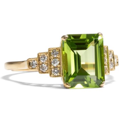 Unworn Gold Peridot and Diamond Ring From Our Workshop Unworn Gold Peridot and Diamond Ring From Our Workshop