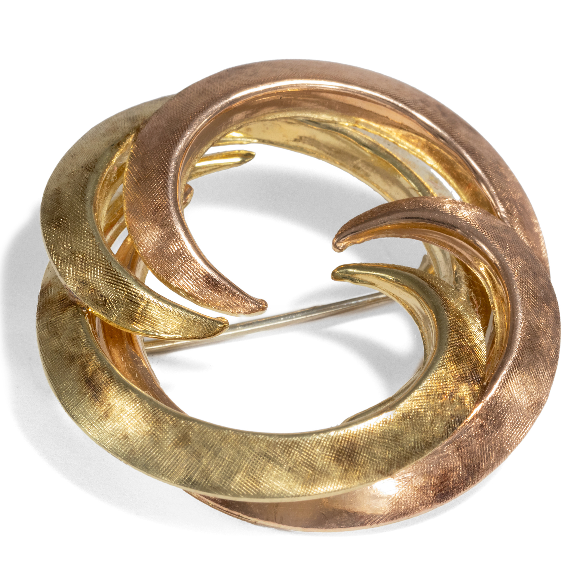 Vintage Brooch in Two-Tone Gold, Germany ca. 1960