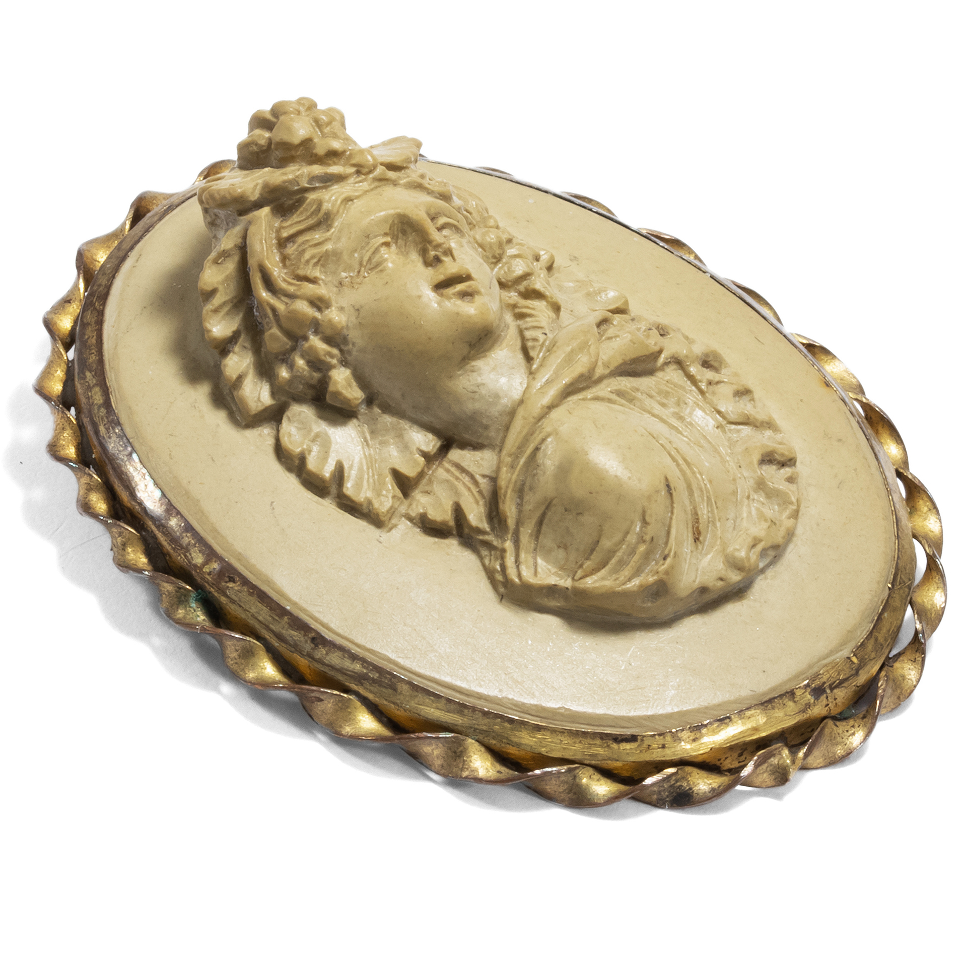 Antique Lava Cameo of a Bacchante as Brooch, Around 1870