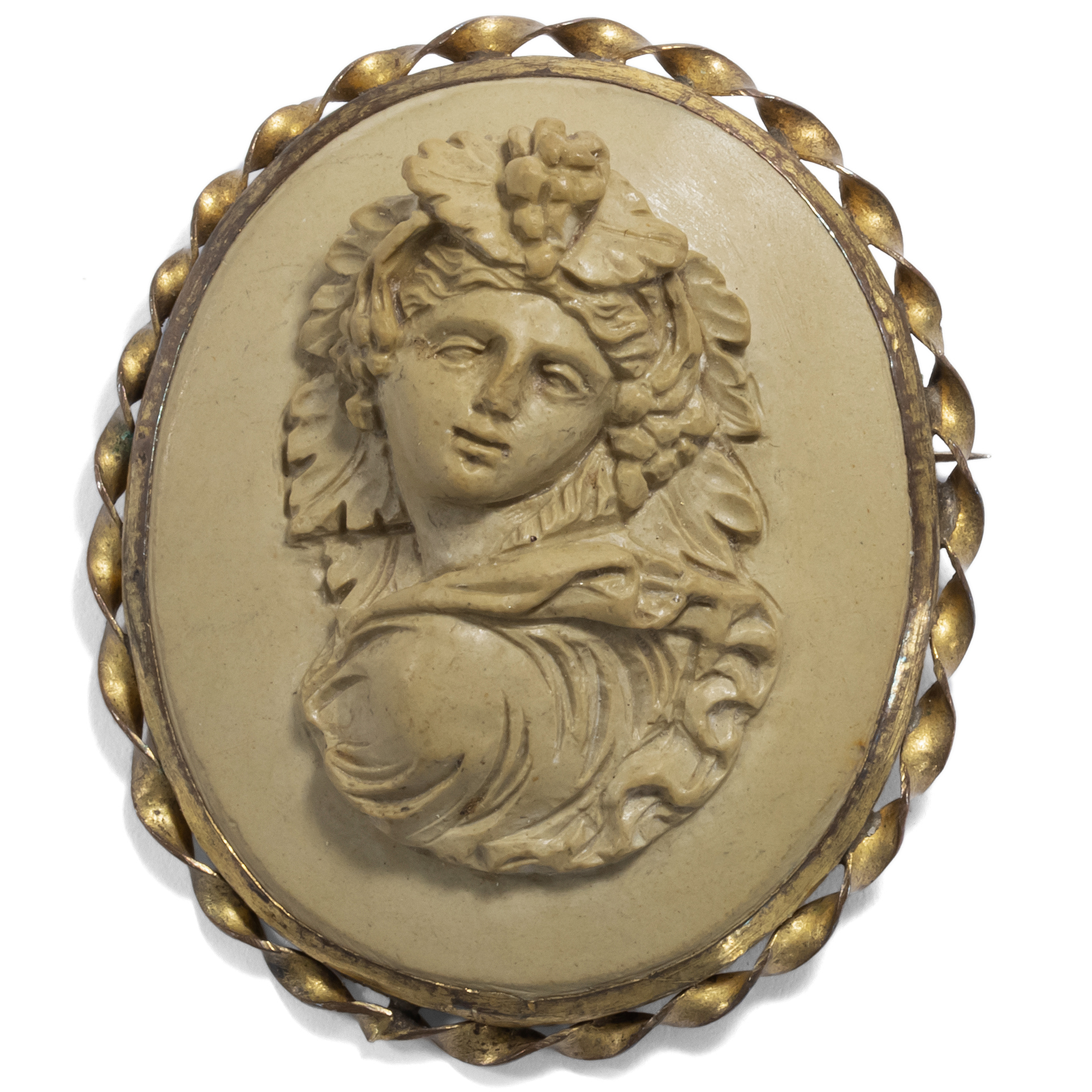 Antique Lava Cameo of a Bacchante as Brooch, Around 1870