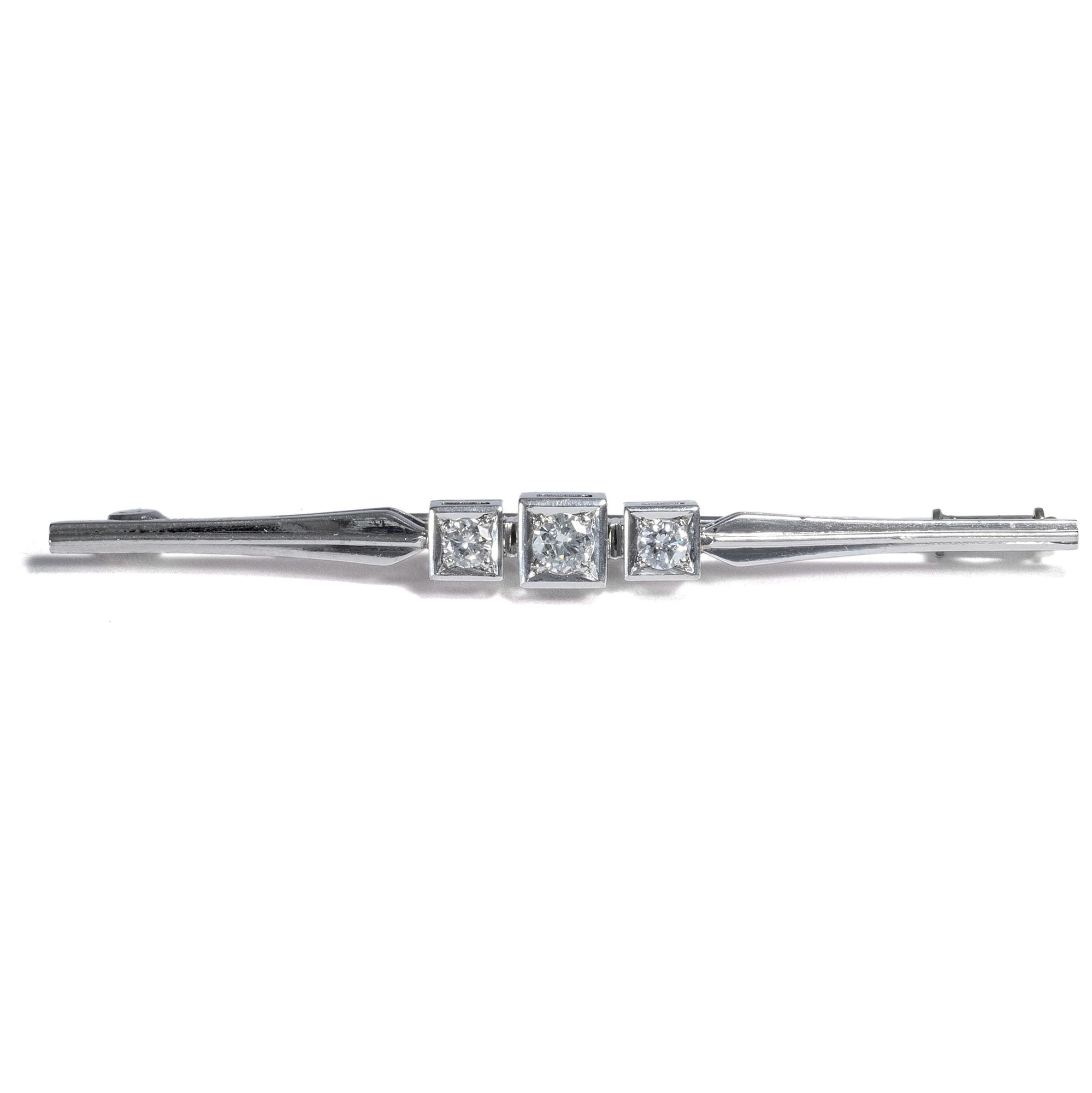 Vintage Brooch With Diamonds in White Gold, Around 1960