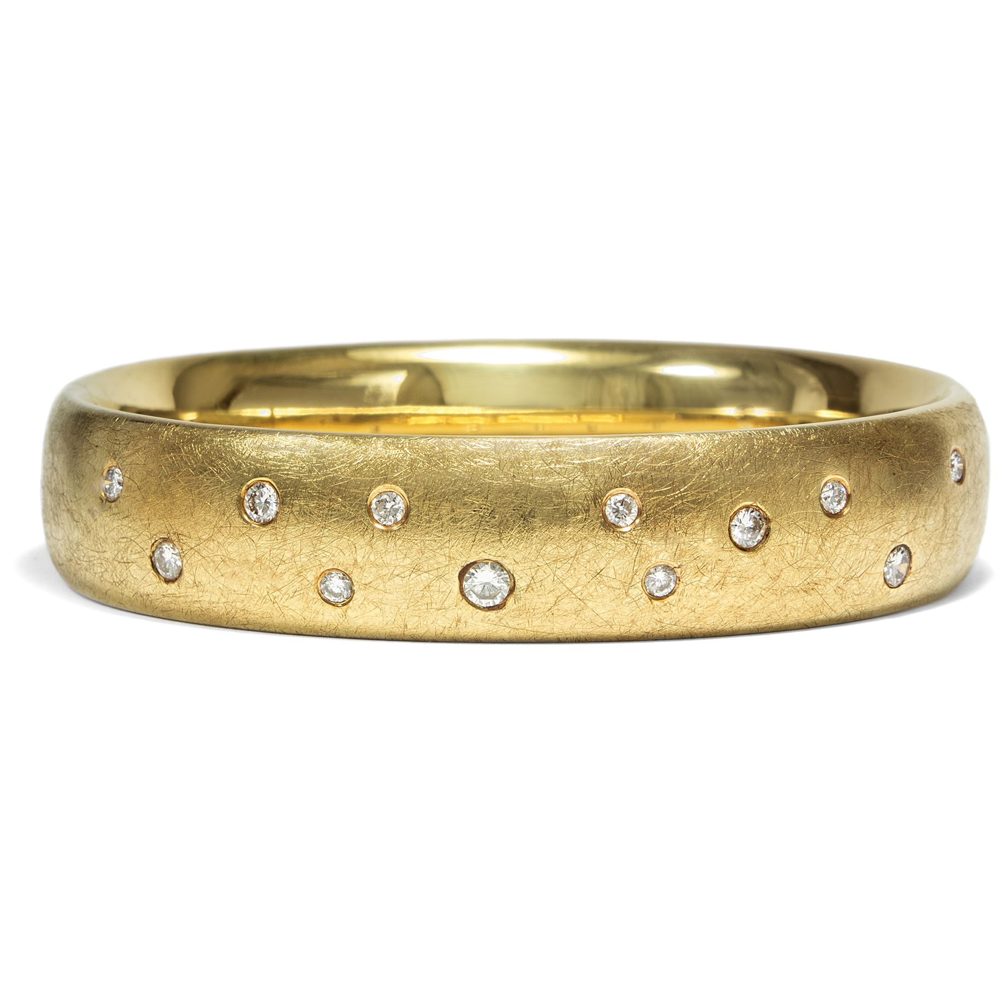 Vintage Gold Bangle With 0.75 ct Diamonds of Various Sizes, Germany ca. 2010