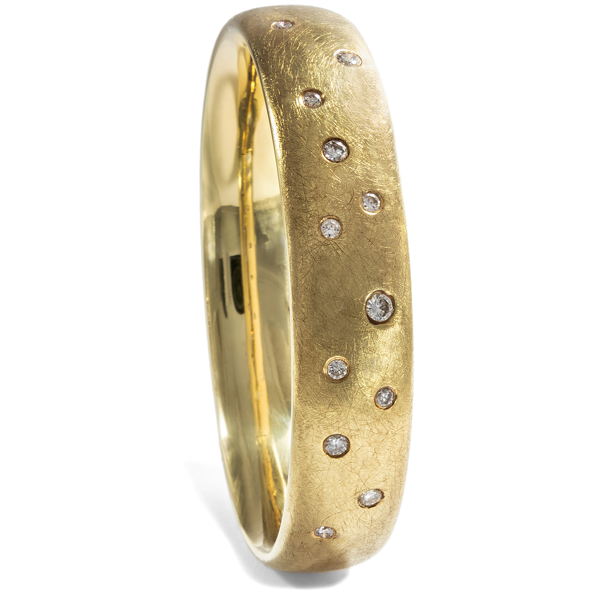 Vintage Gold Bangle With 0.75 ct Diamonds of Various Sizes, Germany ca. 2010