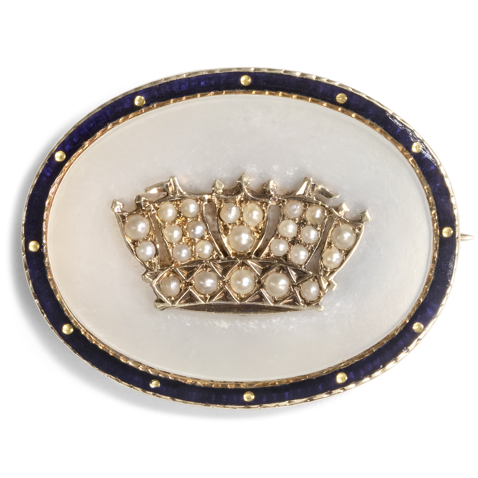 Antique Brooch With "Naval Crown" in Pearls & Gold, Great Britain ca. 1910