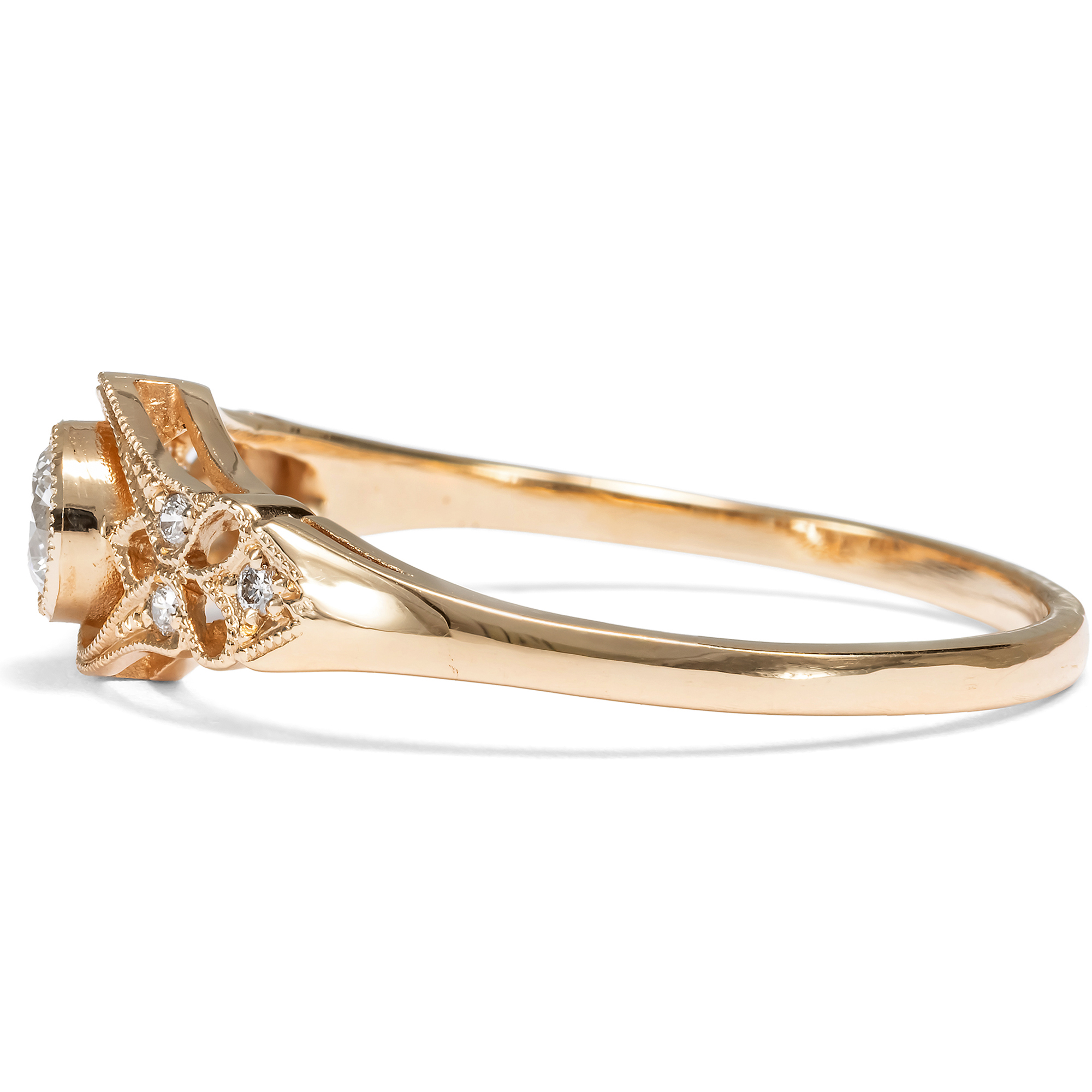 Delicate Rose Gold Ring with Flawless Diamond from Our Workshop Delicate Rose Gold Ring with Flawless Diamond from Our Workshop