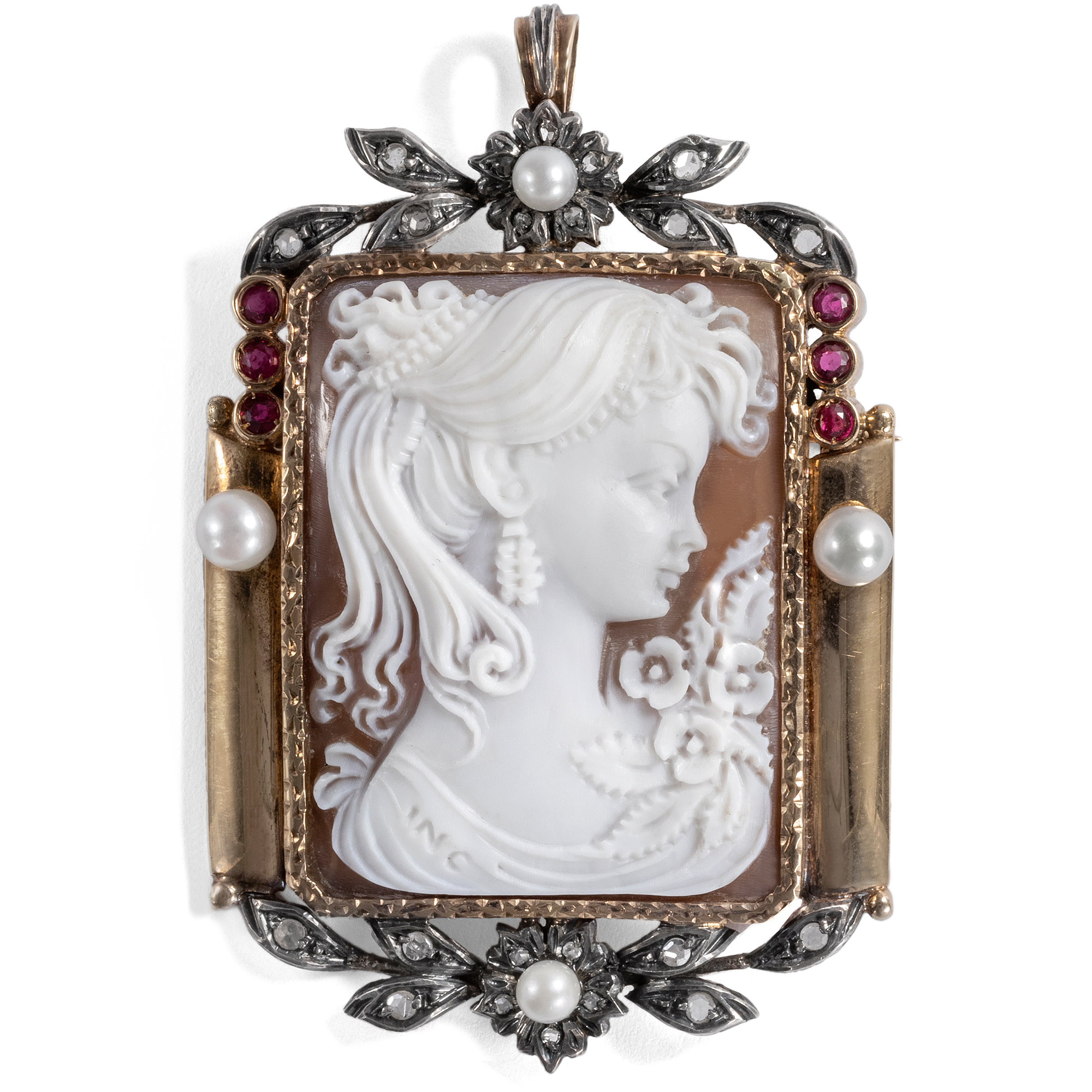 Exceptional Cameo in Gold & Silver Setting, Italy ca. 1990