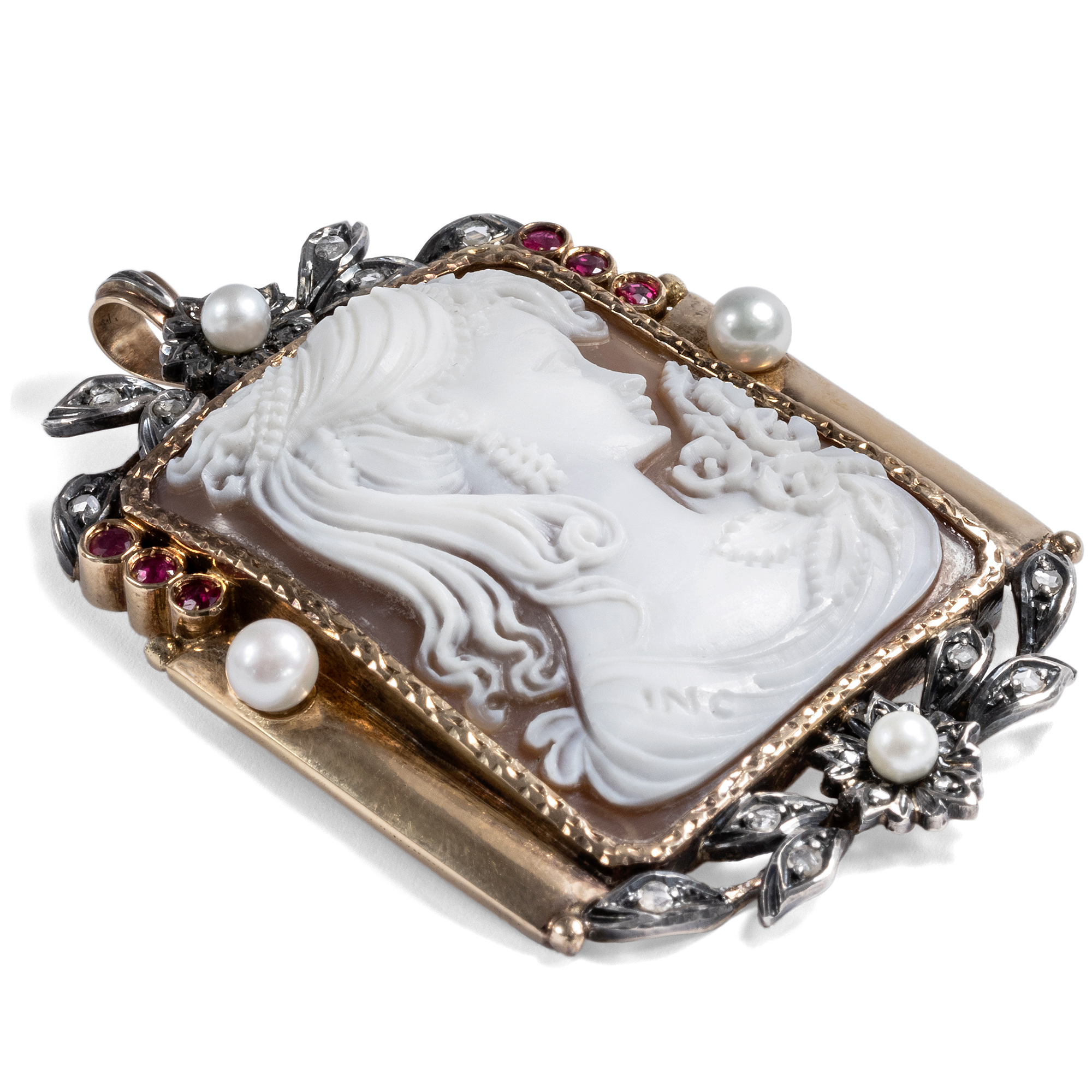 Exceptional Cameo in Gold & Silver Setting, Italy ca. 1990