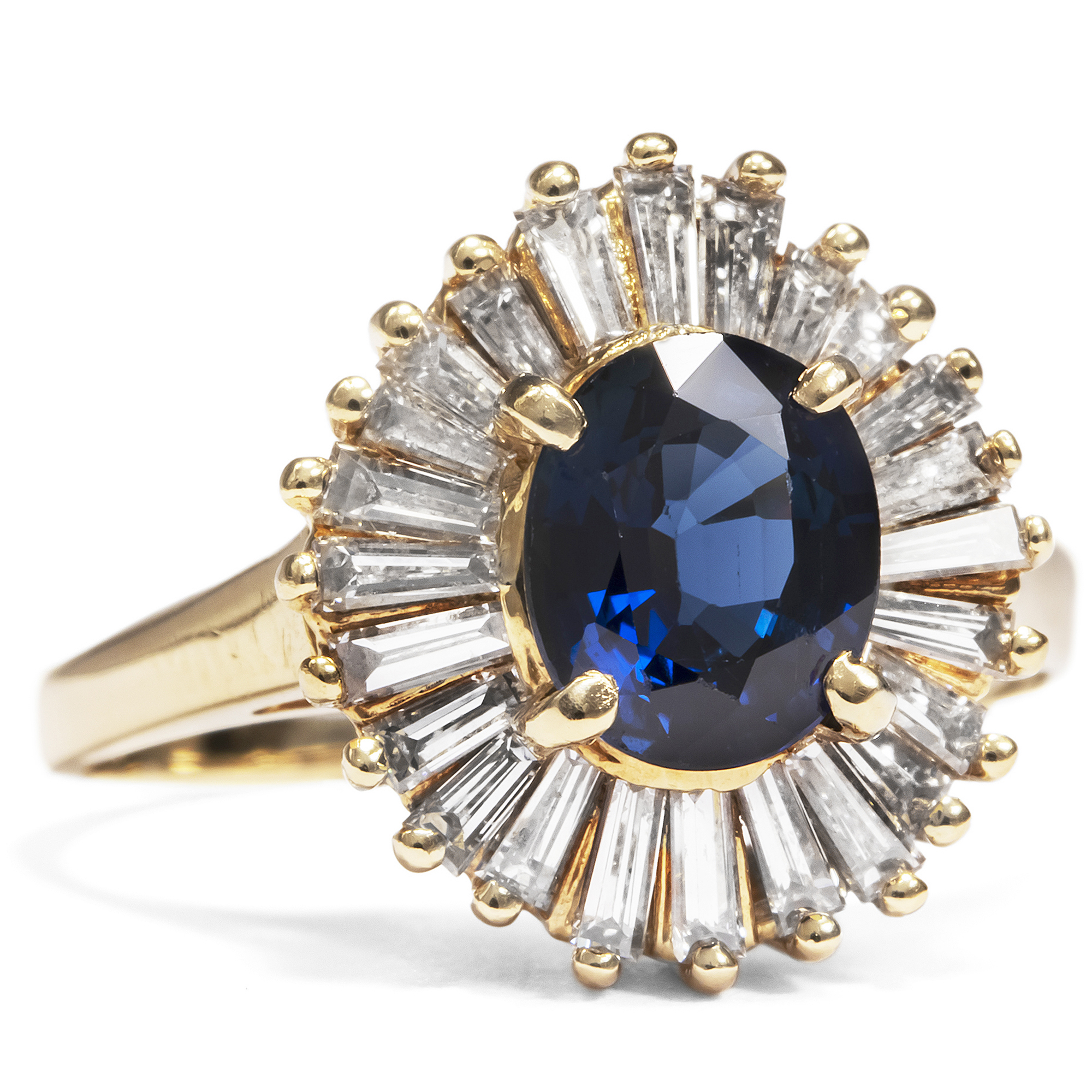 VIntage ballerina ring with sapphire & diamonds, probably USA, 1980s