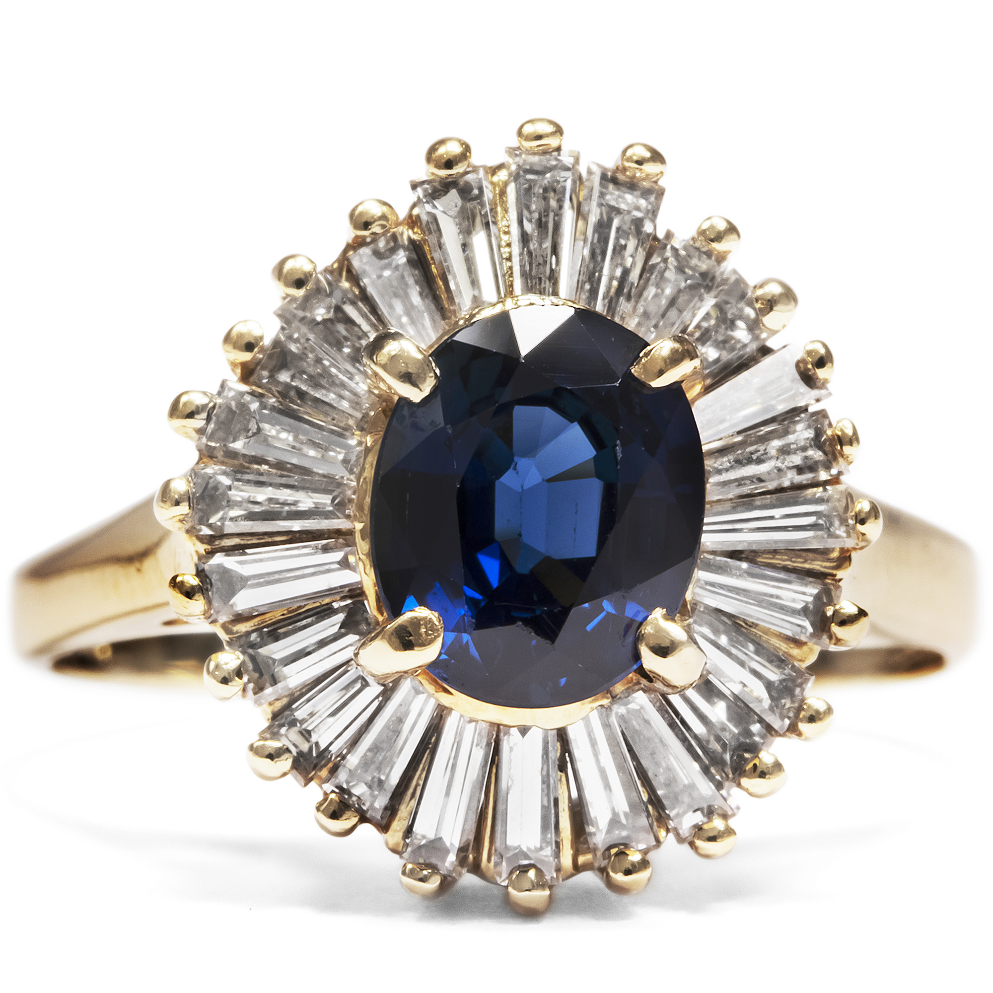 VIntage ballerina ring with sapphire & diamonds, probably USA, 1980s