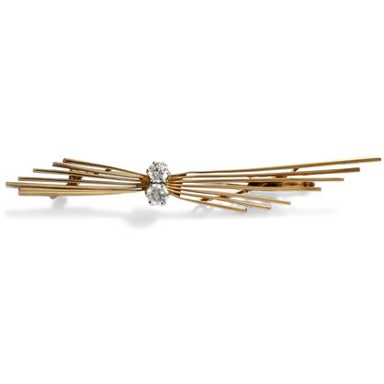 Edle vintage Brosche aus Gold & Diamanten, um 1955 Edle vintage Brosche aus Gold & Diamanten, um 1955