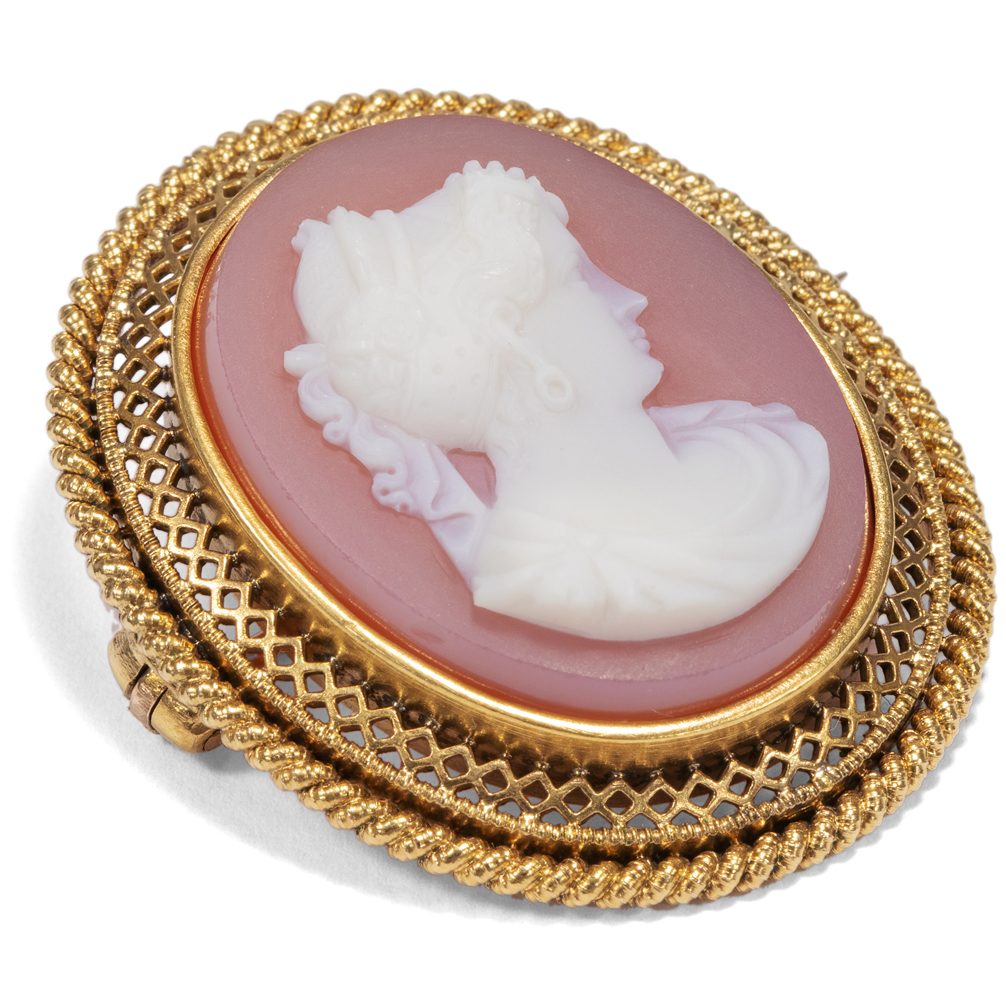 Antique Agate Cameo as Brooch in Gold, Germany Around 1900