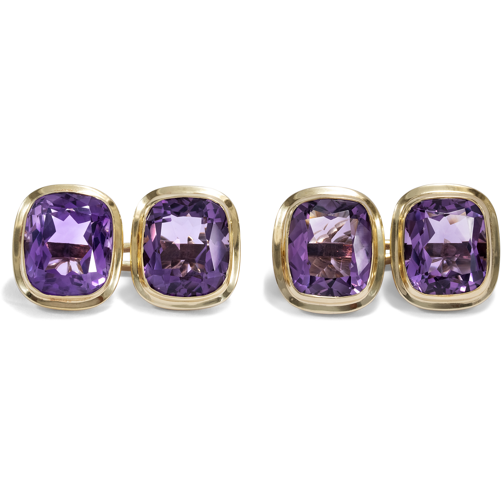 Vintage Gold Cufflinks with Amethysts, Germany c. 1960