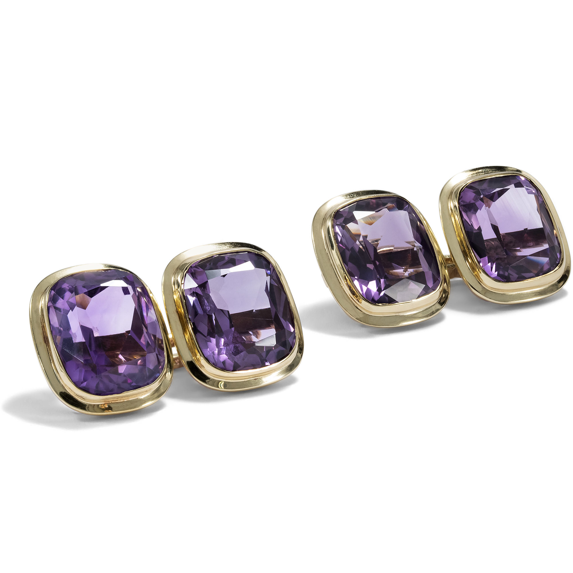 Vintage Gold Cufflinks with Amethysts, Germany c. 1960