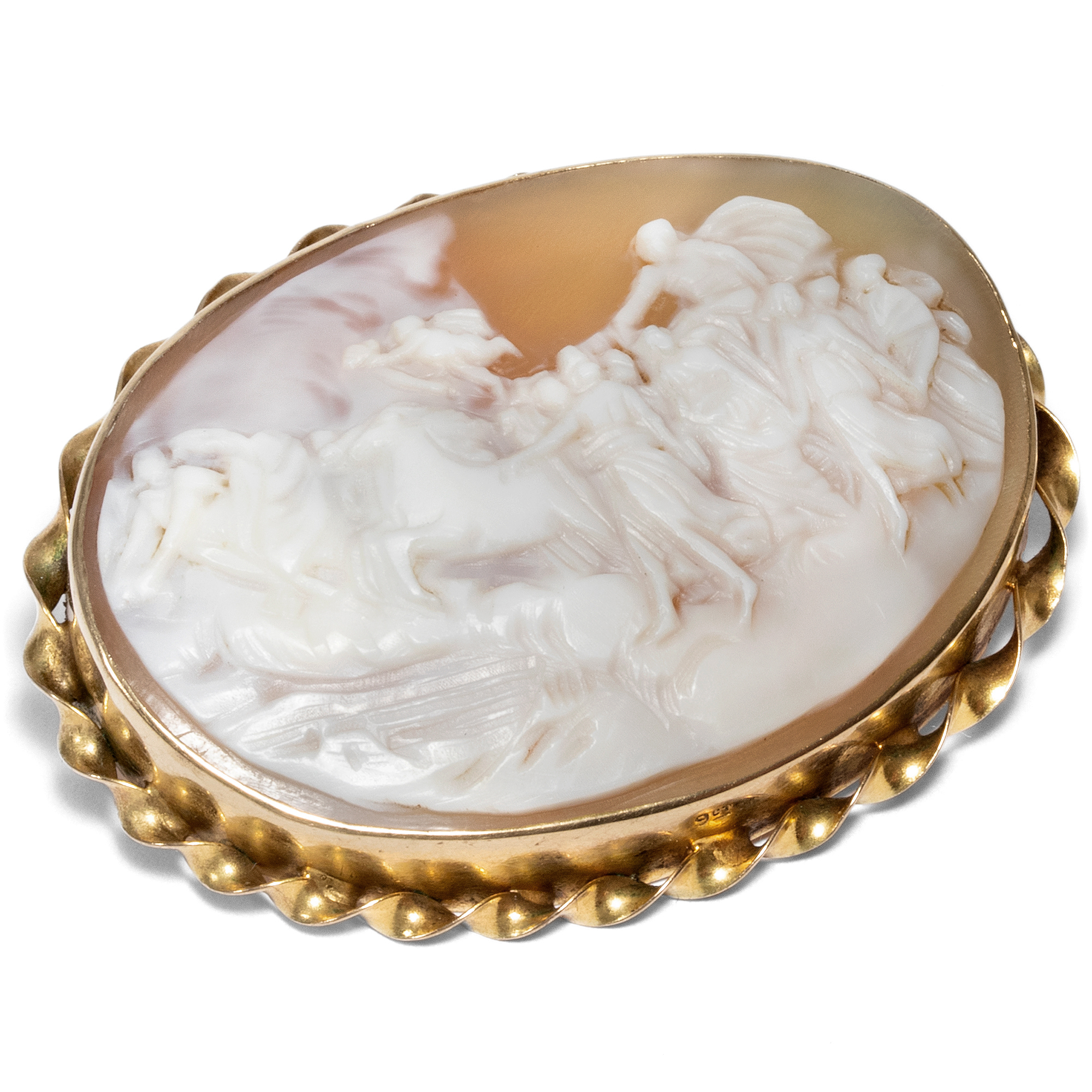 Vintage Brooch With Shell Cameo of Aurora After Guido Reni, Around 1950
