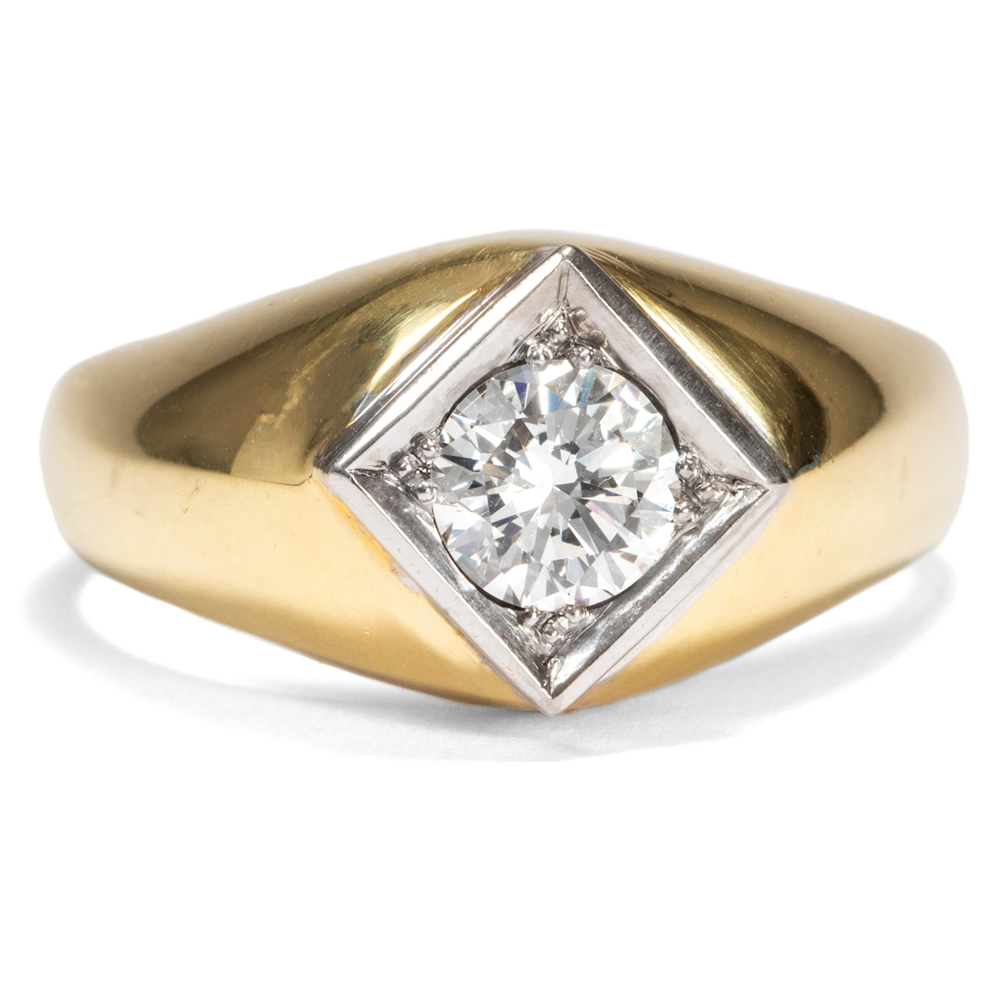 Vintage Ring With Diamond Solitaire In Gold, Around 1970