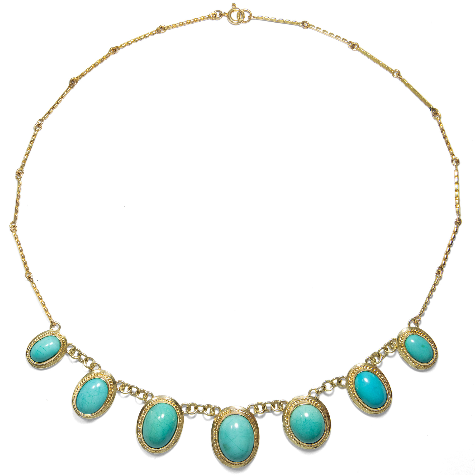 Vintage Collier mit Türkisen in Gold, Italien um 1965 Vintage Collier mit Türkisen in Gold, Italien um 1965