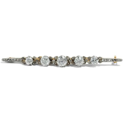 Exquisite Stabnadel mit Altschliff-Diamanten in Gold & Platin, um 1910 Exquisite Stabnadel mit Altschliff-Diamanten in Gold & Platin, um 1910