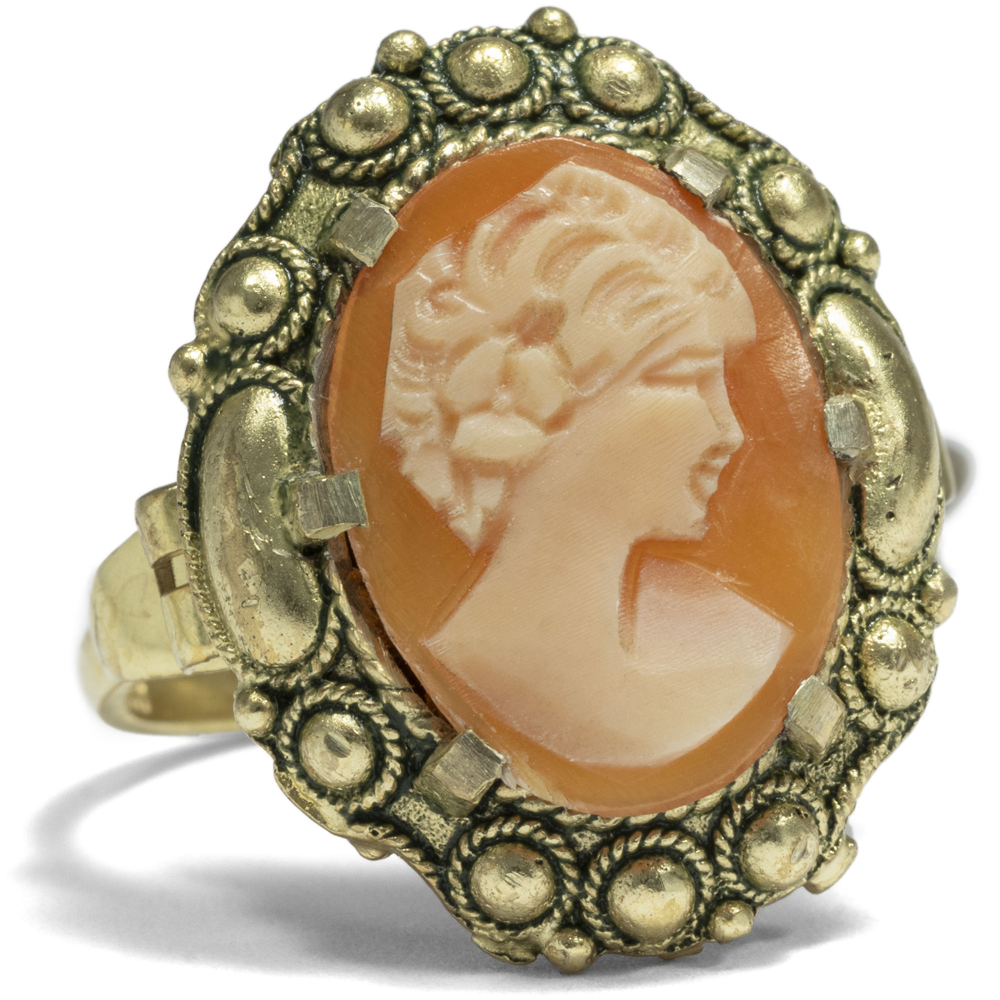 Unworn Ring With Shell Cameo by Theodor Fahrner, Pforzheim Around 1955