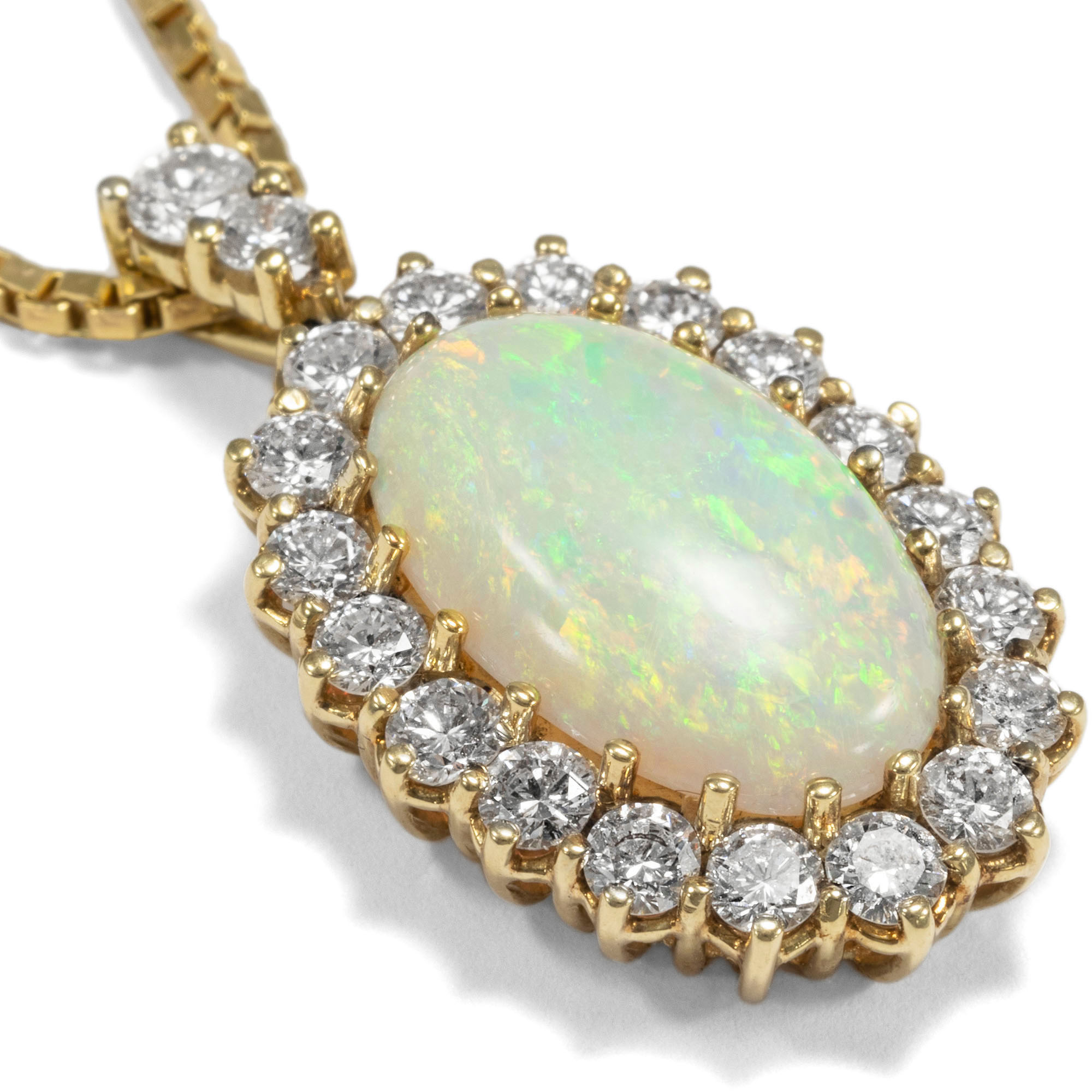 Wonderful Vintage Pendant Made of Gold With Opal & Diamonds, Around 1990