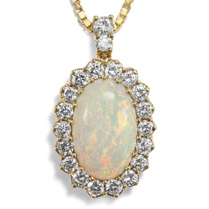 Wundervoller vintage Anhänger mit Opal & Diamanten in Gold, um 1990 Wundervoller vintage Anhänger mit Opal & Diamanten in Gold, um 1990