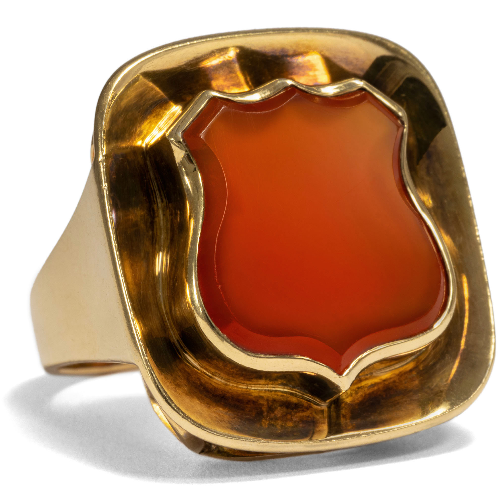 Extravagant Signet Ring Made of Gold & Carnelian, Around 1950