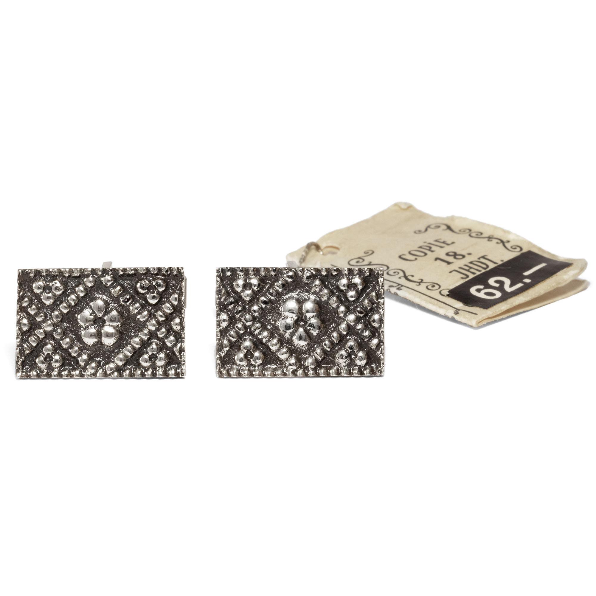 Vintage cufflinks in forms of rococo, Blachian, around 1960 Vintage cufflinks in forms of rococo, Blachian, around 1960