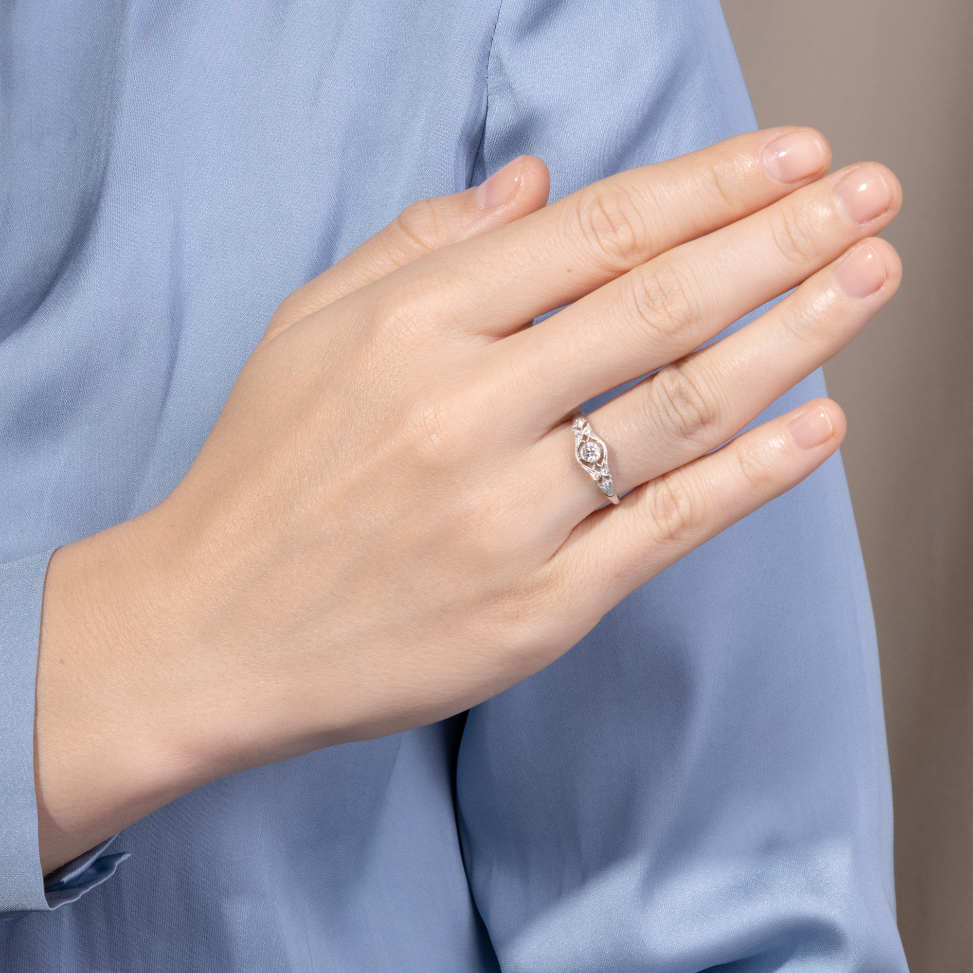 Delicate White Gold Ring With Flawless Diamond From Our Workshop Delicate White Gold Ring With Flawless Diamond From Our Workshop