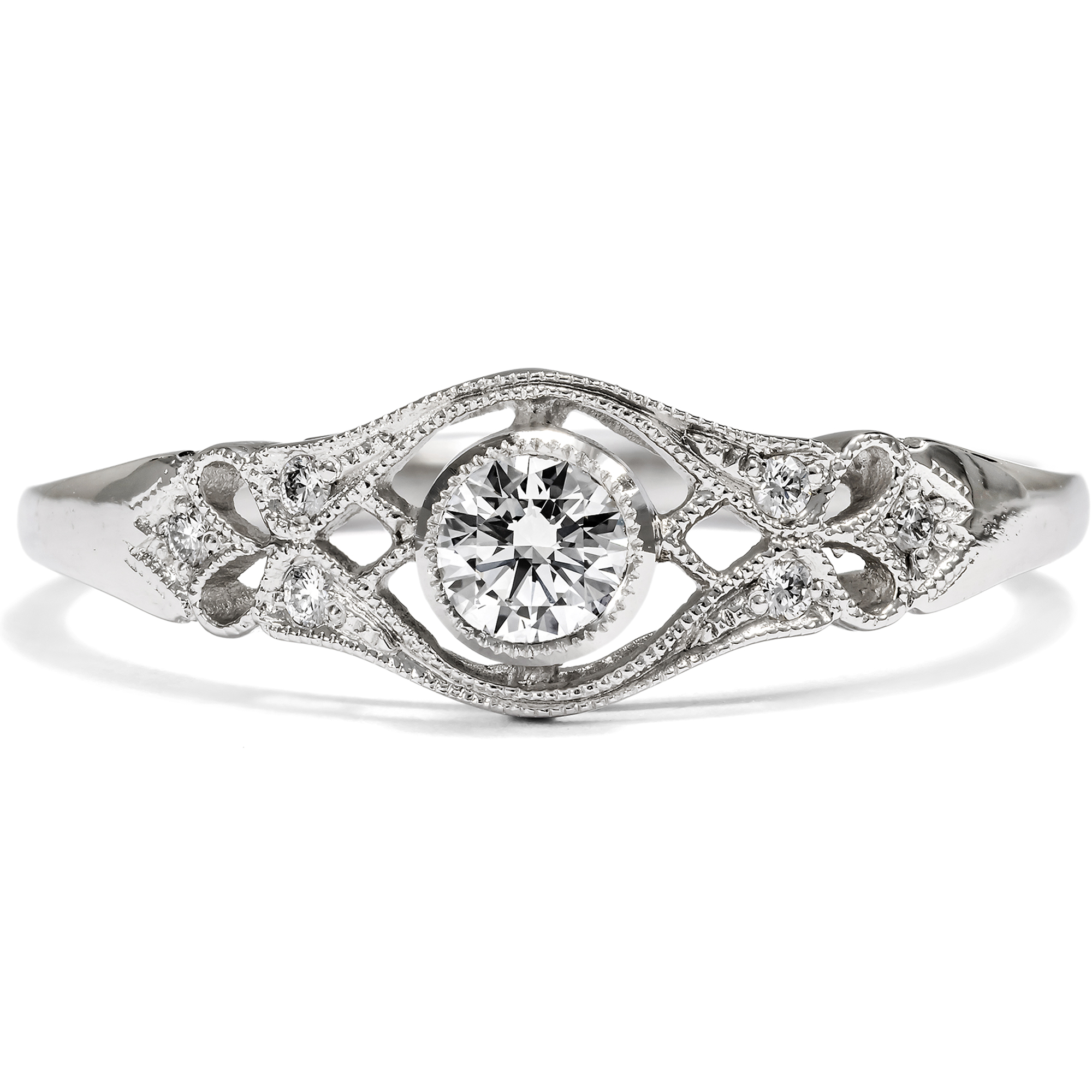 Delicate White Gold Ring With Flawless Diamond From Our Workshop Delicate White Gold Ring With Flawless Diamond From Our Workshop